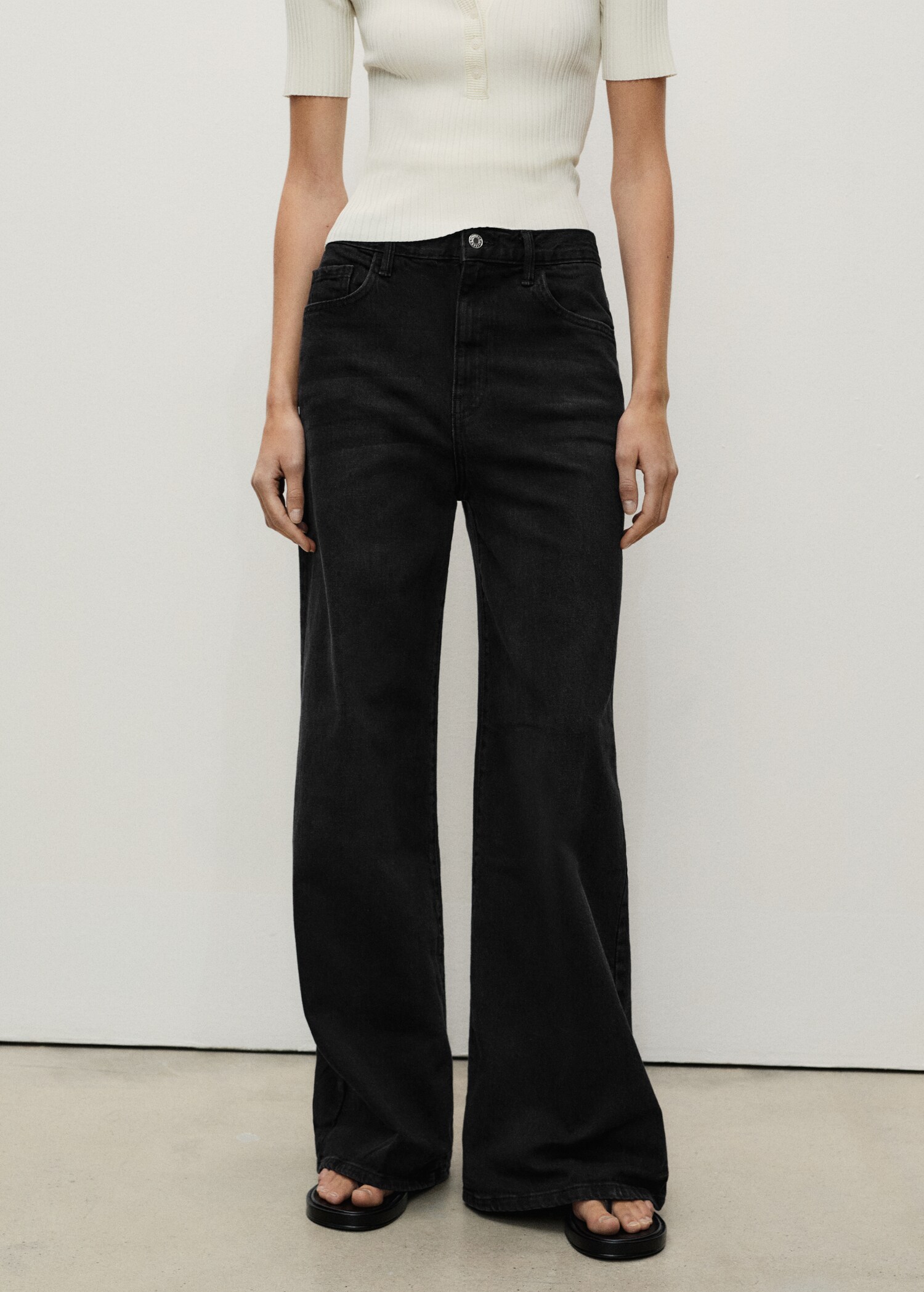 Wide-leg high-waist jeans - Middenvlak