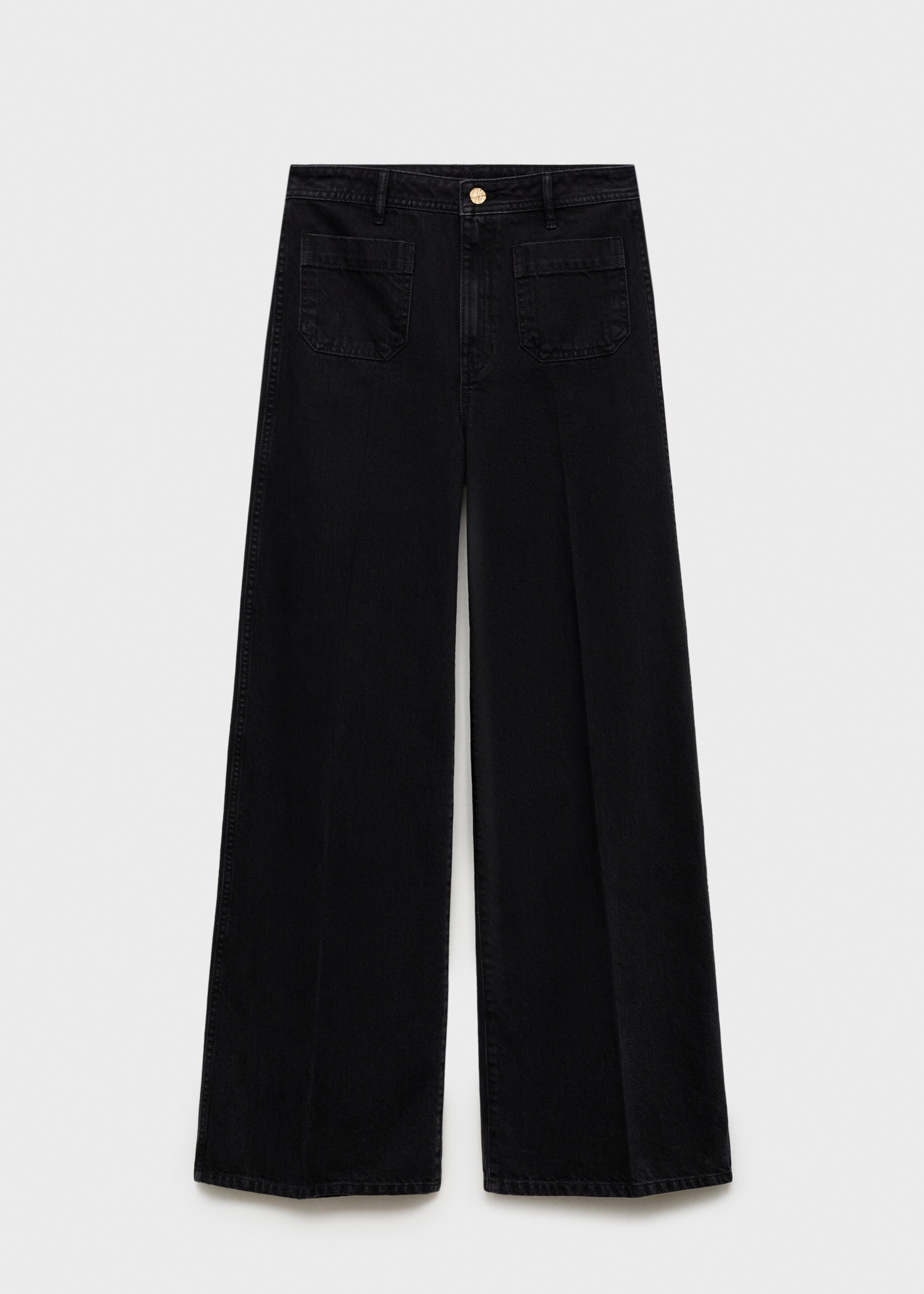 Wideleg jeans met zakken - Artikel zonder model, Black denim. Ref: 87020637-00.