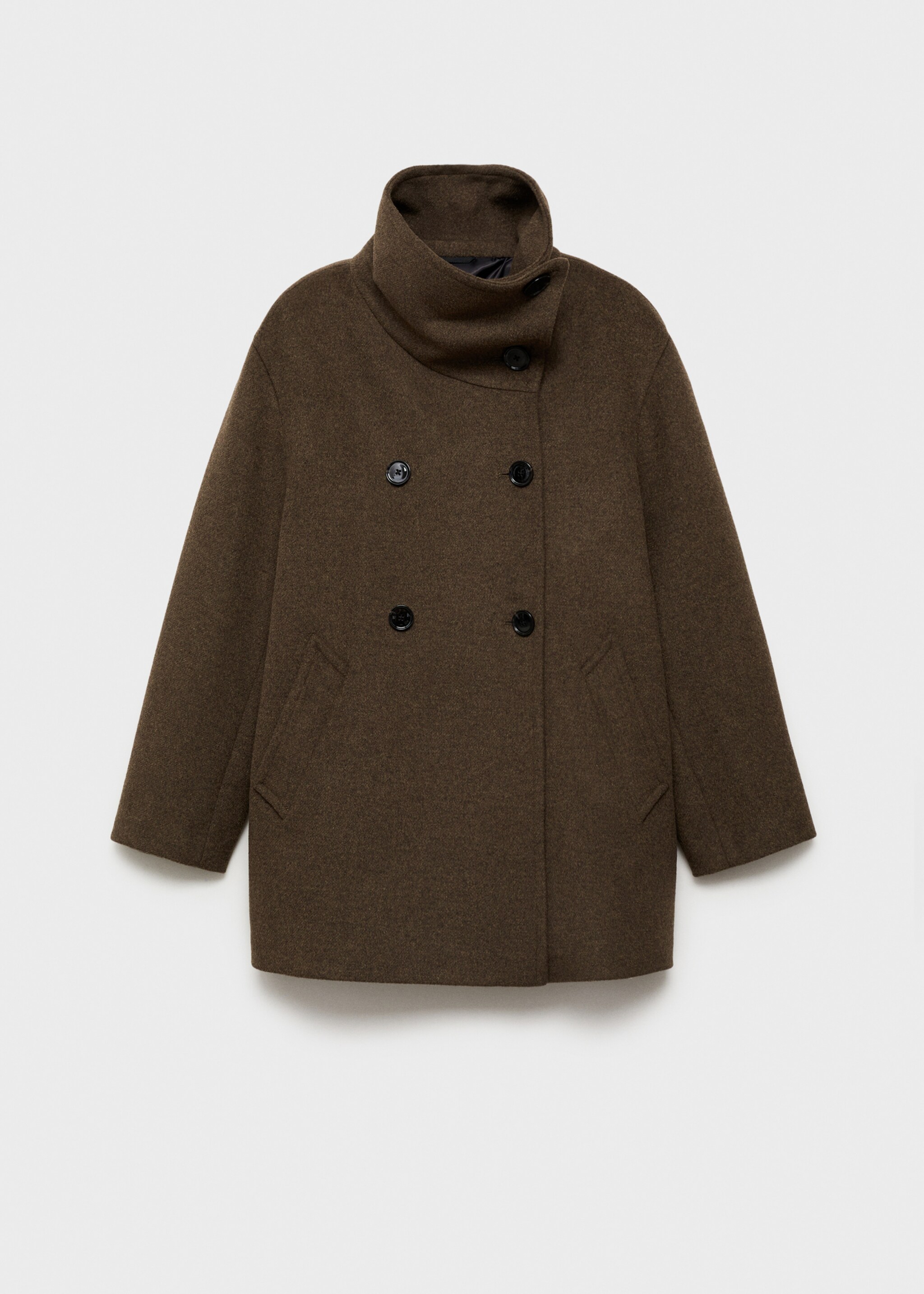 Vlněný midi kabát se šálovým límcem - Zboží bez modelu, Khaki. Ref: 87020641-00.