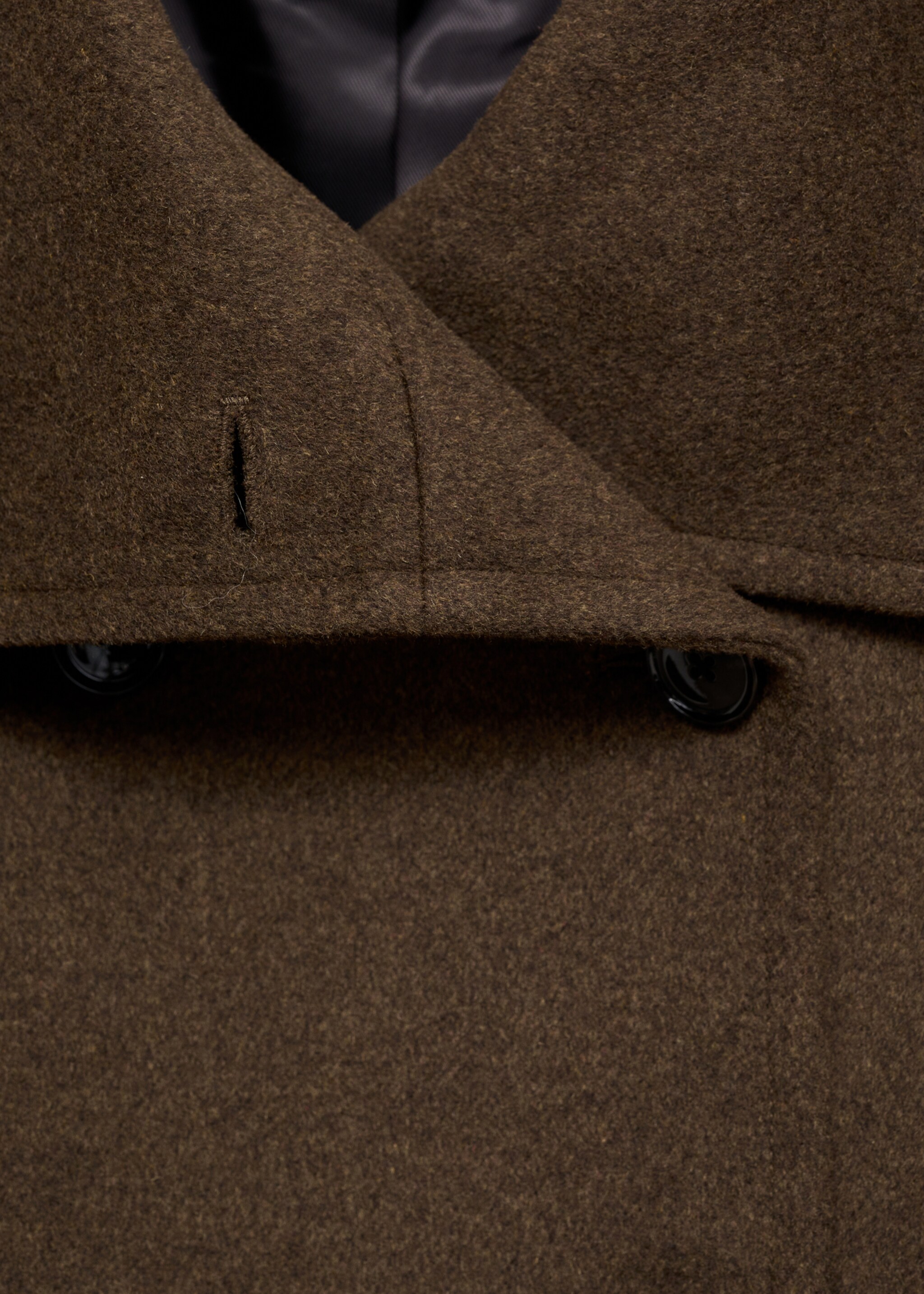 Vlněný midi kabát se šálovým límcem - Detail zboží 8, Khaki. Ref: 87020641-00.