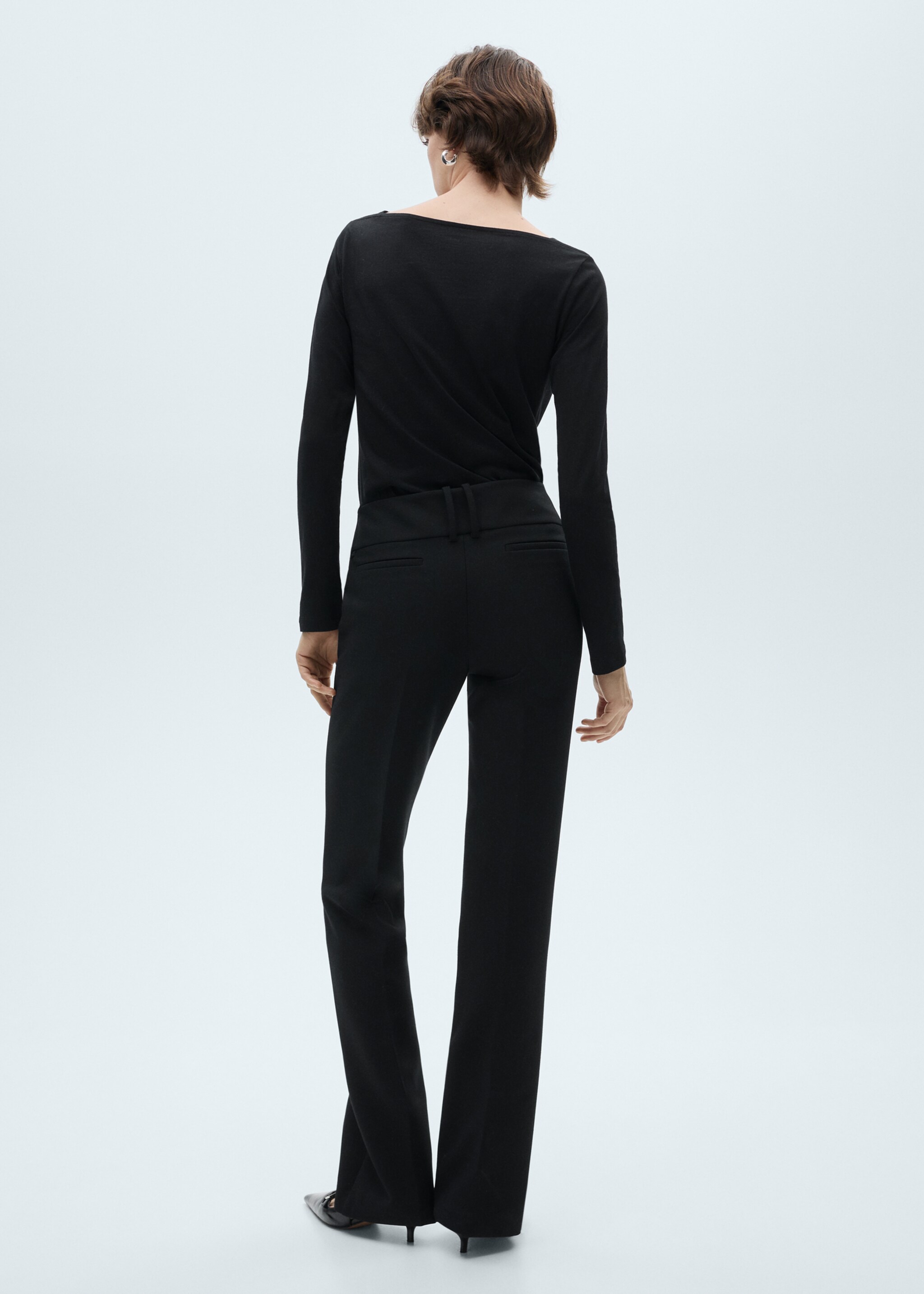 Cotton boat neck t-shirt - Reverse of the article, Black. Ref: 87020642-00.