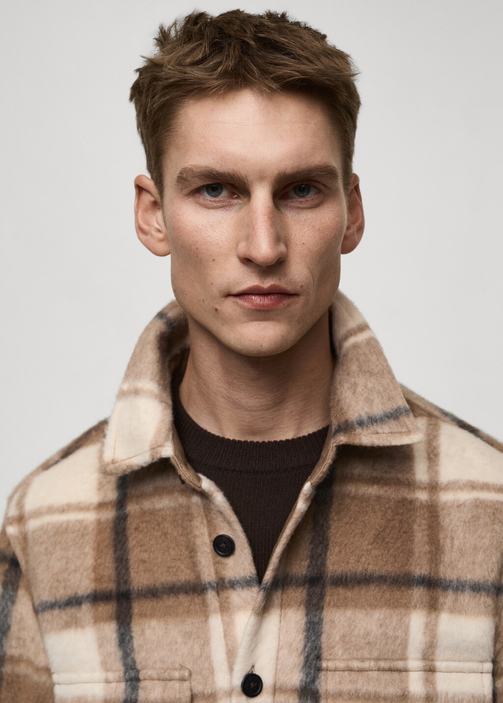 Check flannel textured overshirt - Men | MANGO OUTLET USA