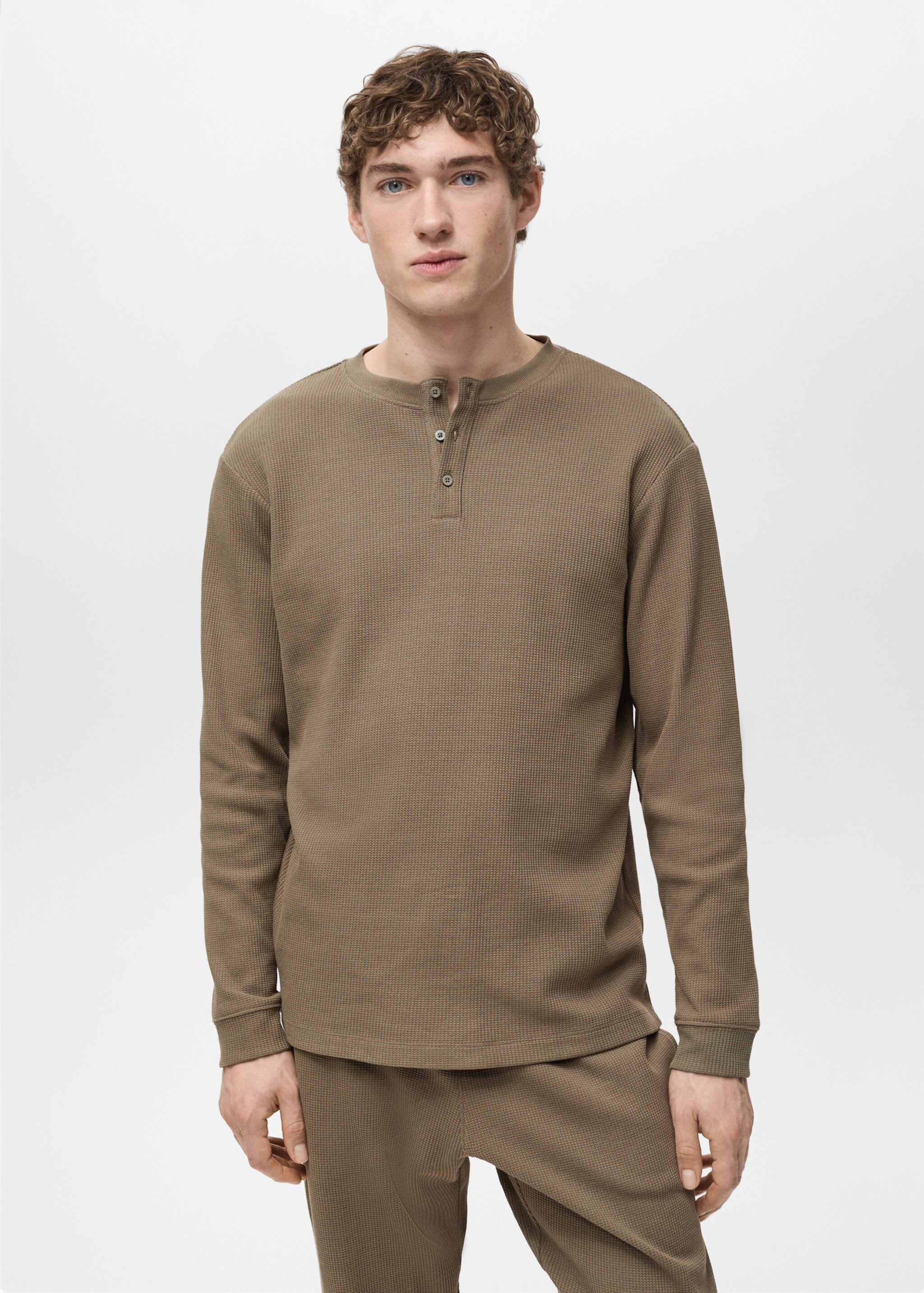 Cotton structured pyjama pack - Medium plane, Khaki. Ref: 87020645-00.