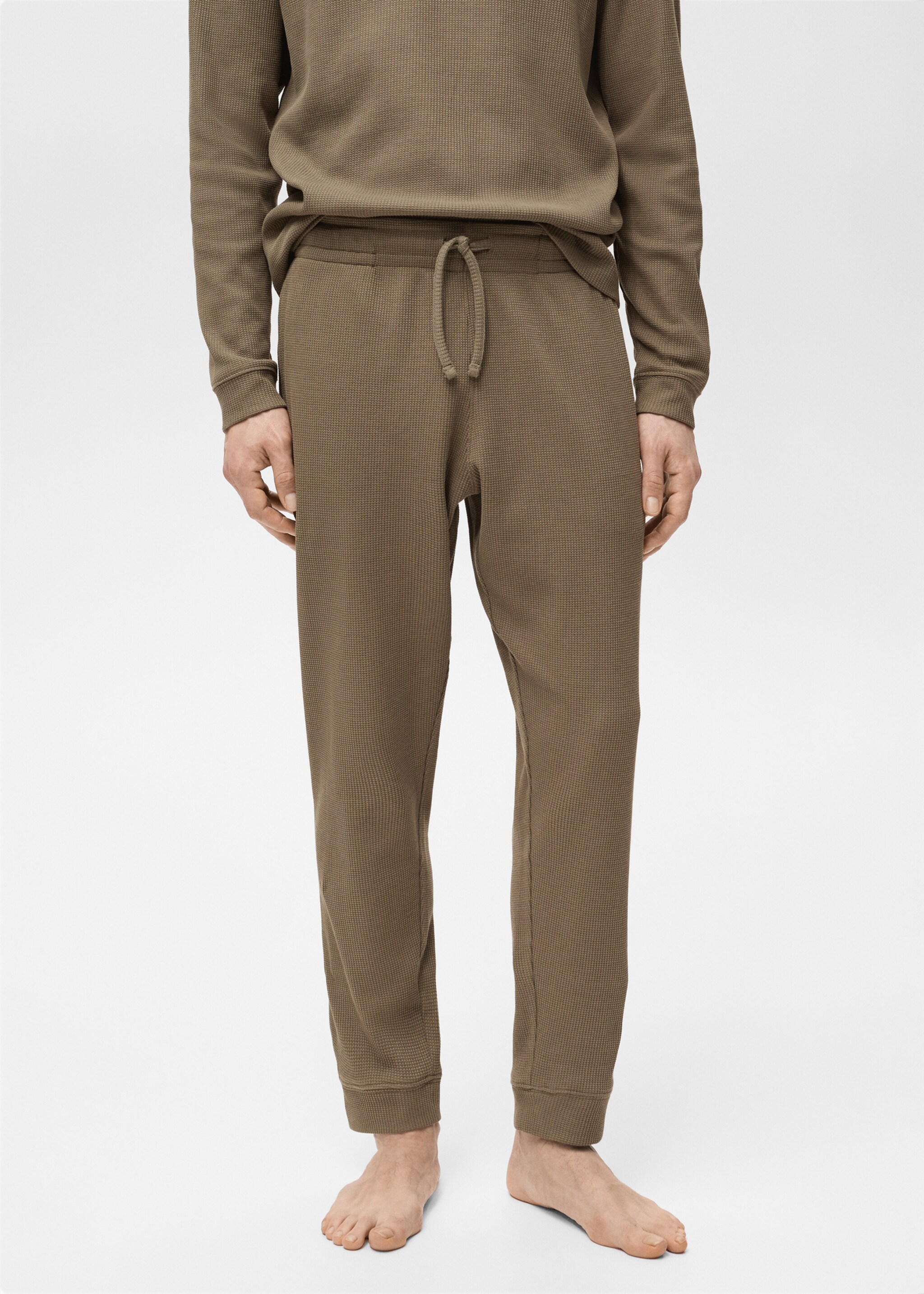 Cotton structured pyjama pack - Details of the article 6, Khaki. Ref: 87020645-00.