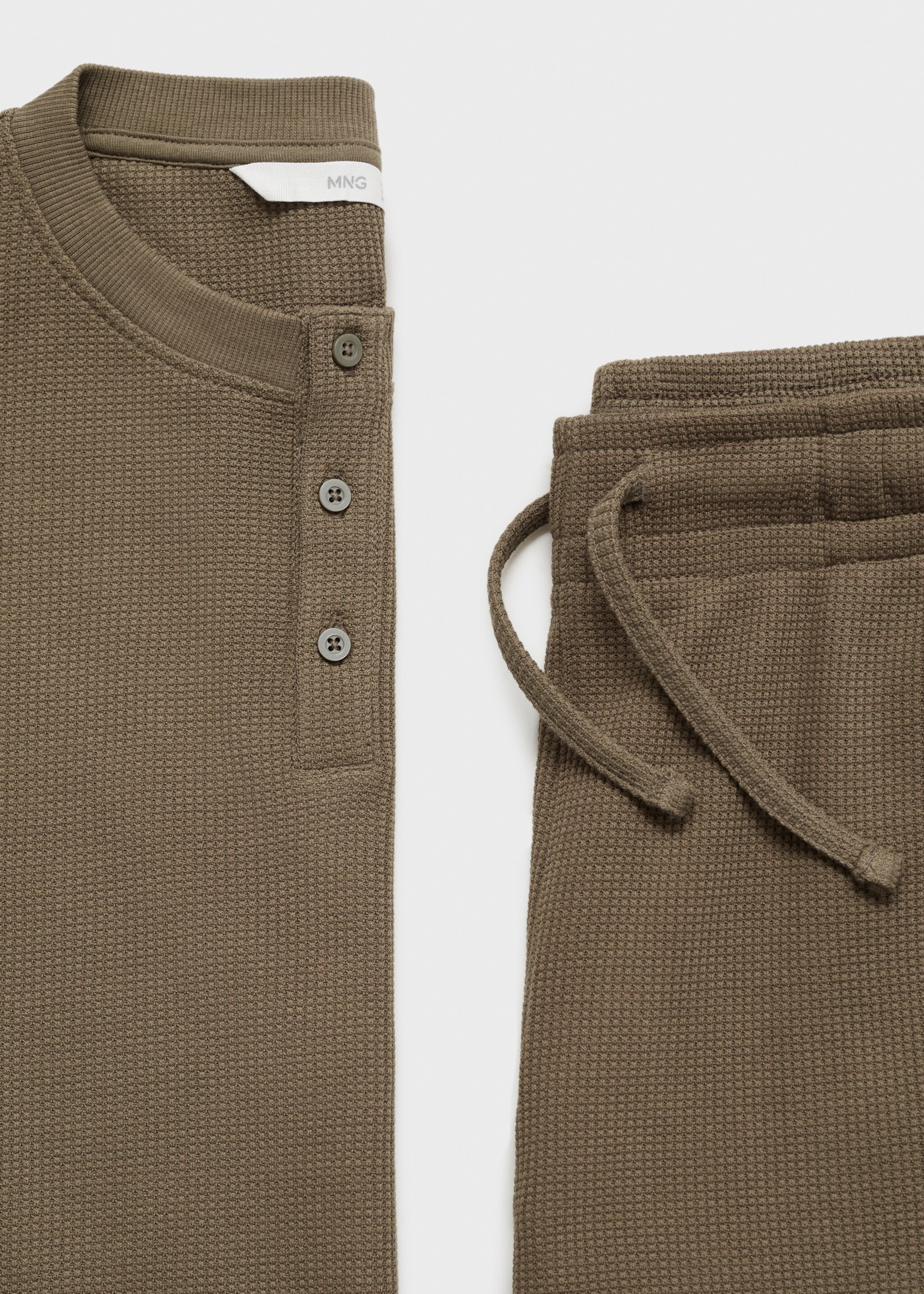 Cotton structured pyjama pack - Details of the article 8, Khaki. Ref: 87020645-00.