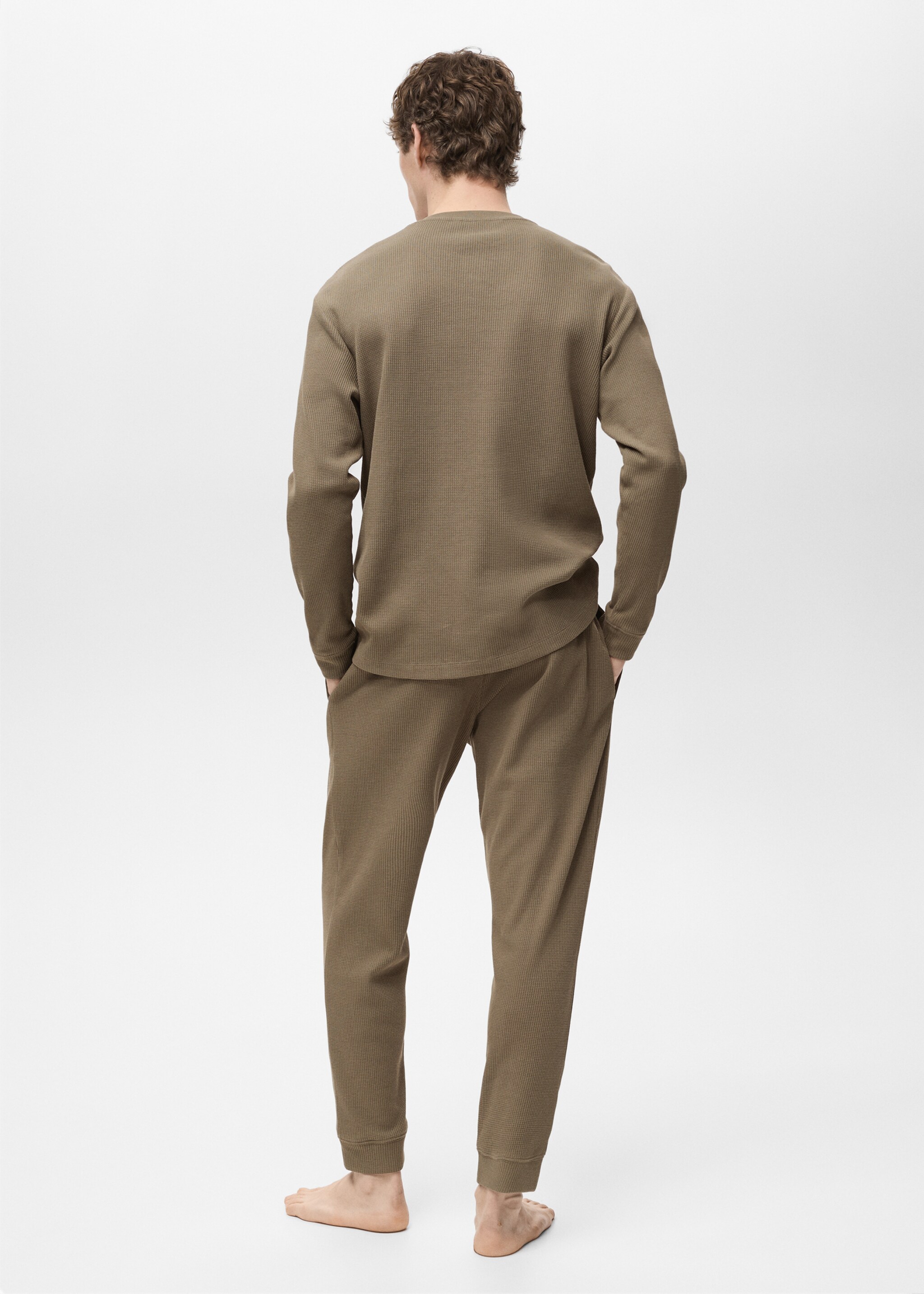 Cotton structured pyjama pack - Reverse of the article, Khaki. Ref: 87020645-00.