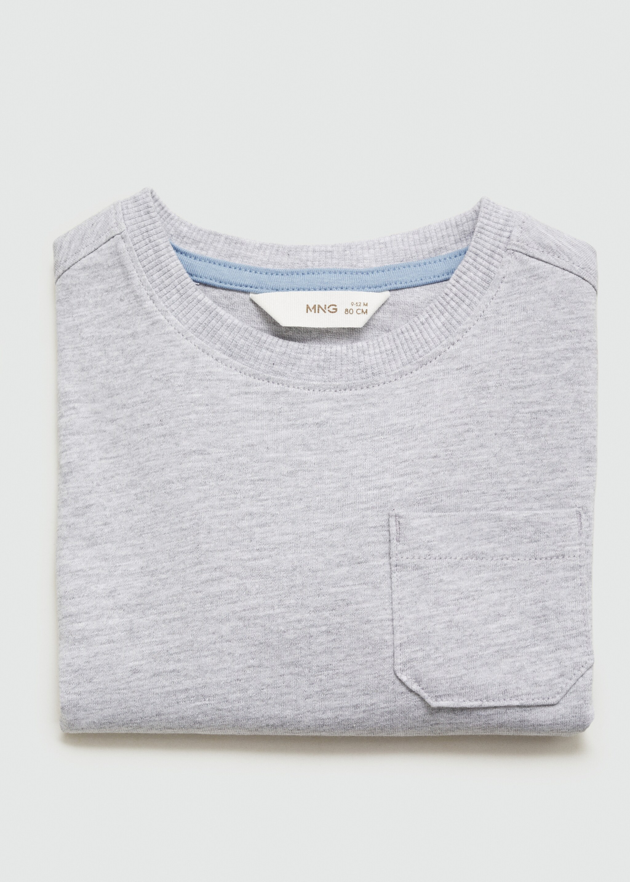 Patch pocket T-shirt - Details of the article 8, Medium Heather Grey. Ref: 87020650-00.
