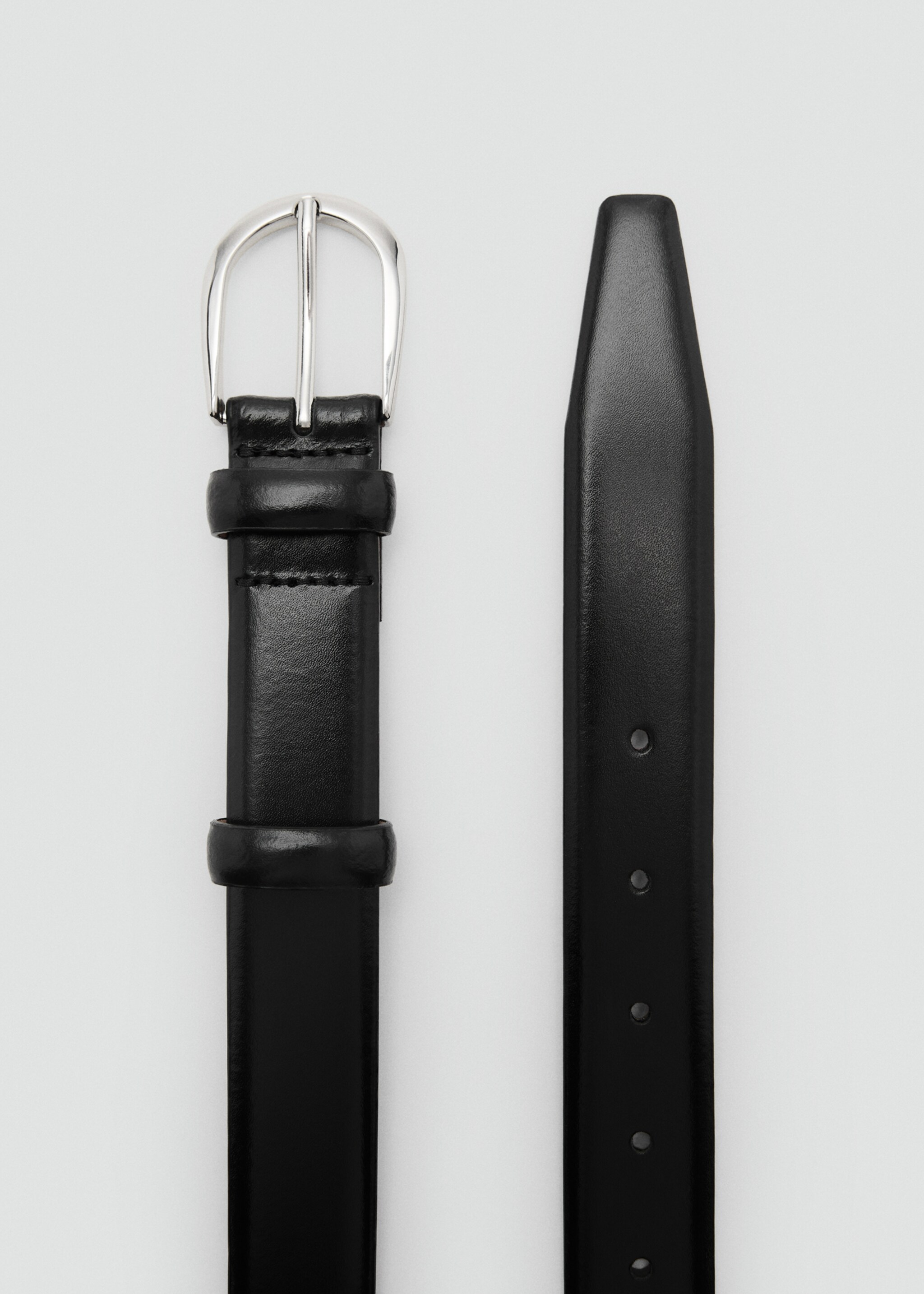 Cinto pele fivela - Pormenor do artigo 1, Preto. Ref: 87020651-00.