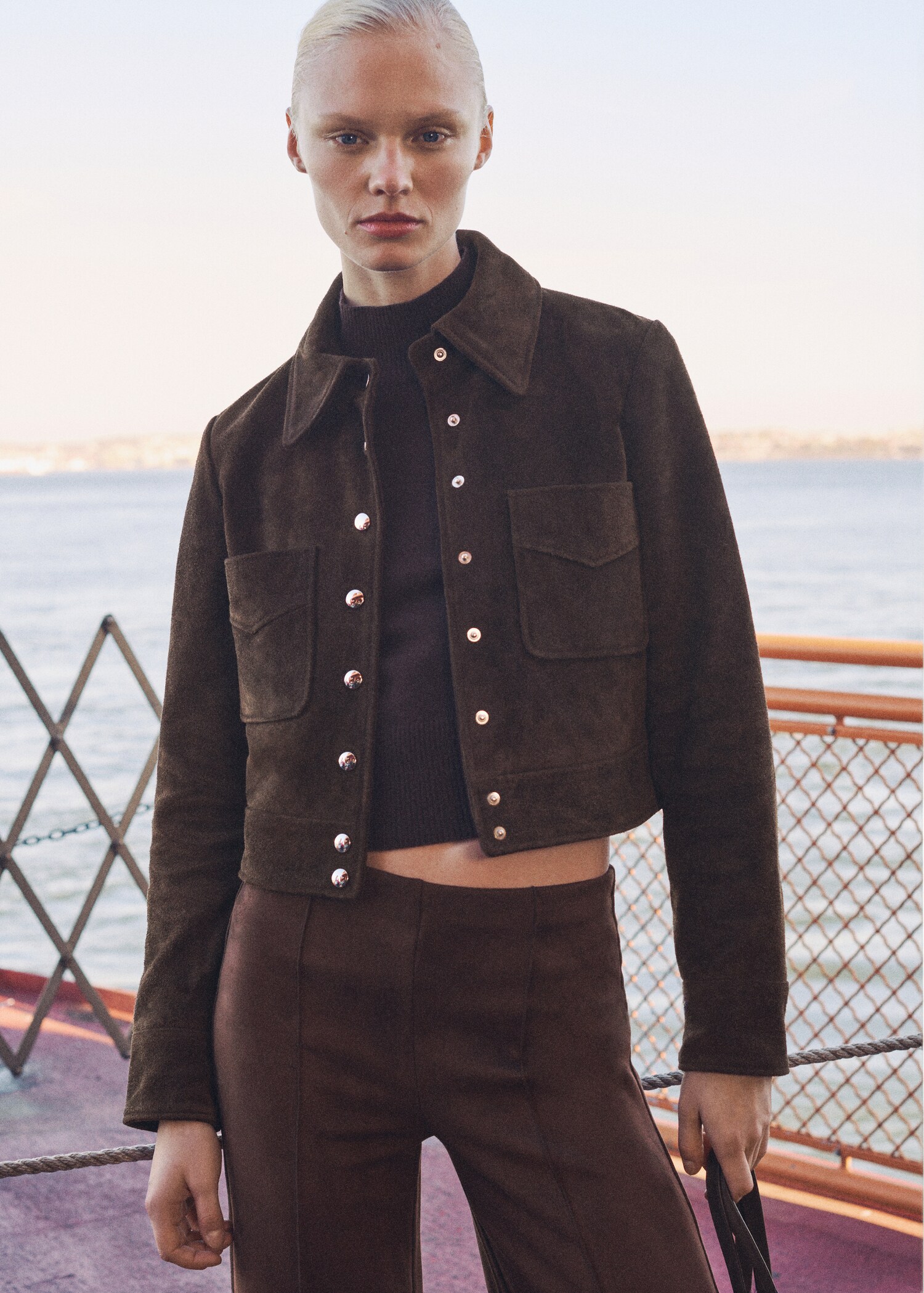 Suede jacket with pockets - Medium plane