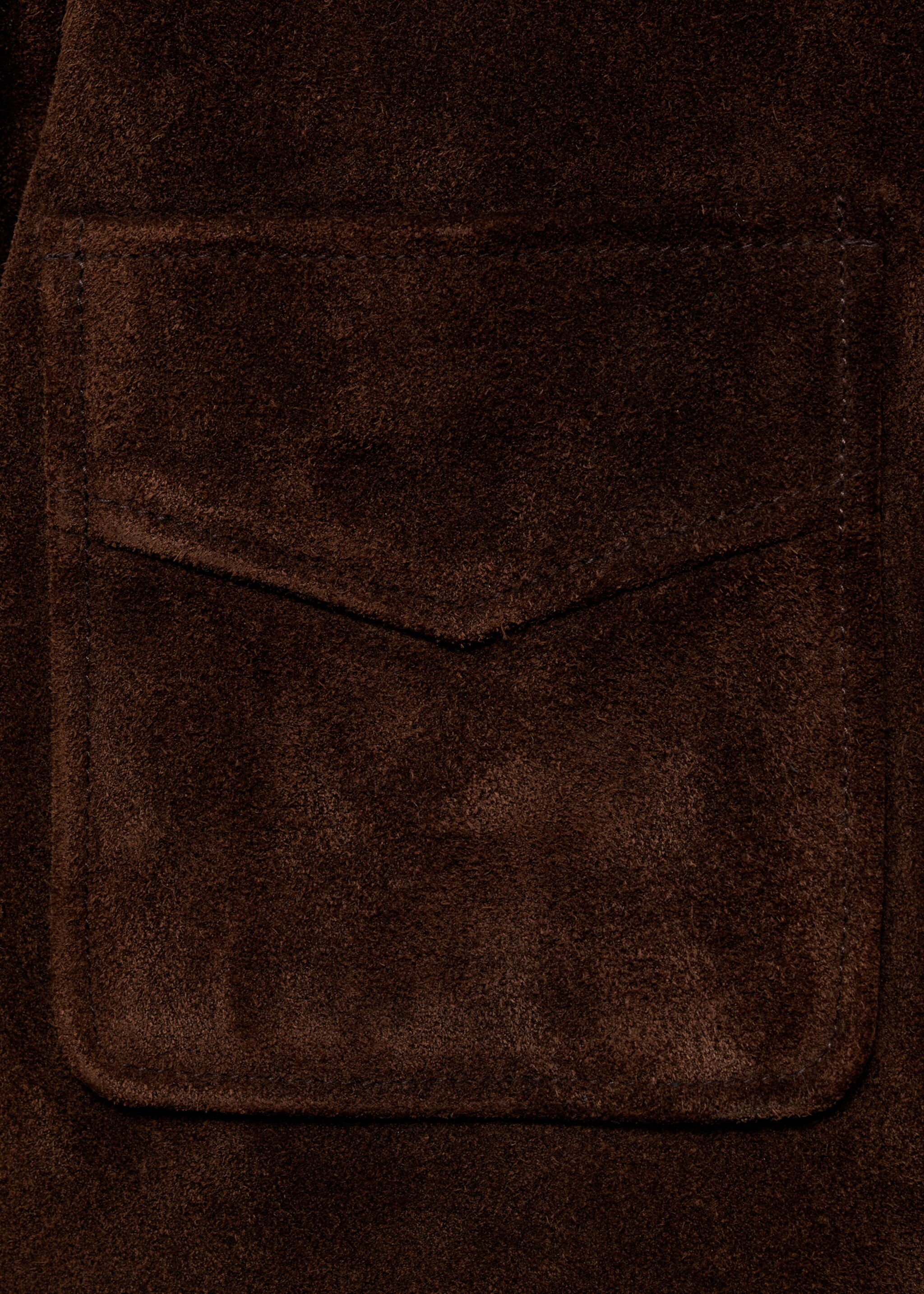 Suede jacket with pockets - Details of the article 0, Chocolate. Ref: 87020652-00.