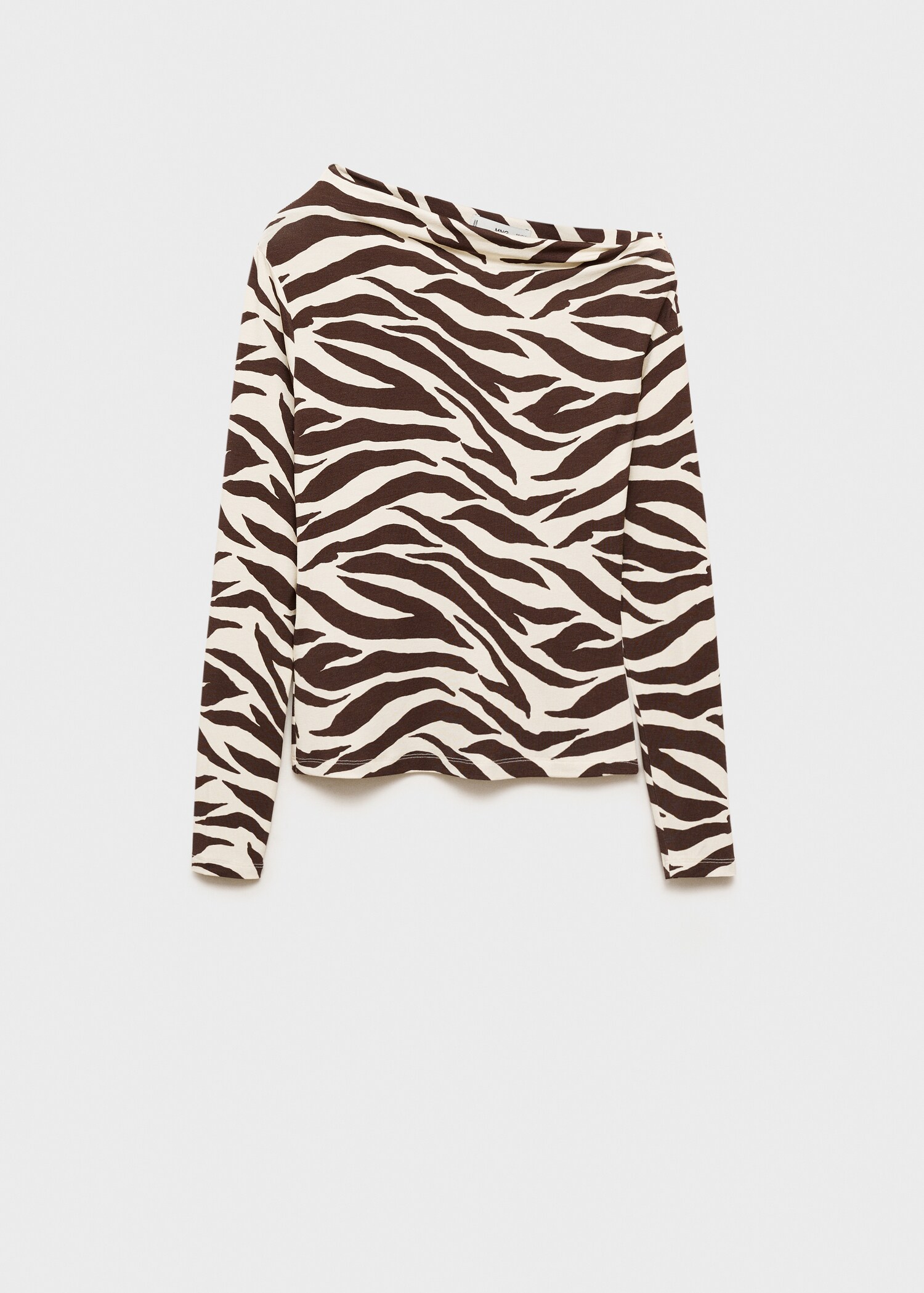 Zebra-print asymmetrical-neck t-shirt - Article without model