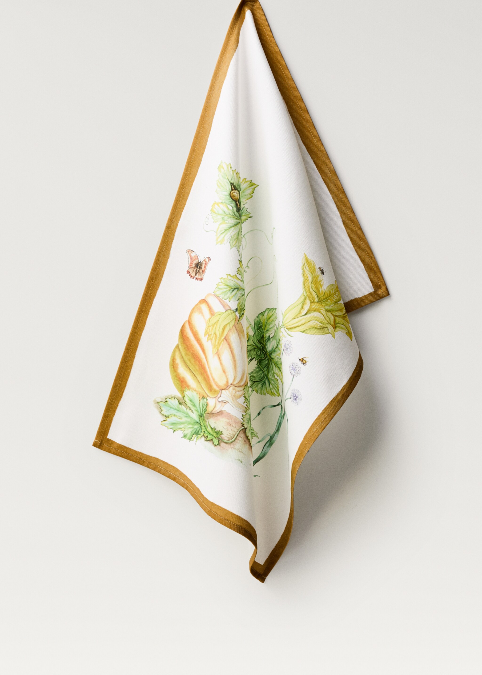 Cotton kitchen towel with vegetable print - Article without model, Light Blue. Ref: 87020658-00.