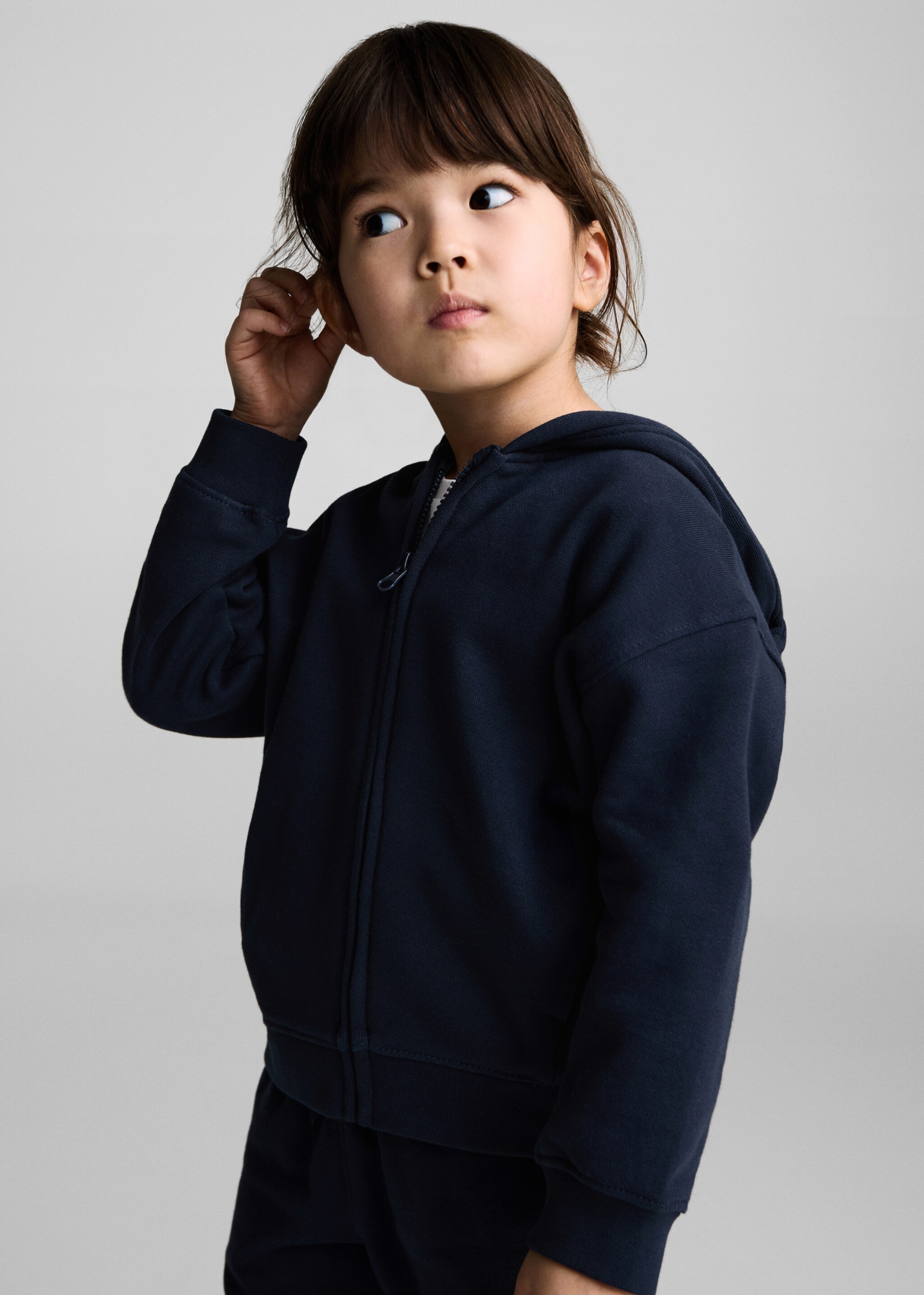 Hooded sweatshirt with ears - Details of the article 4, Dark Navy. Ref: 87021046-00.