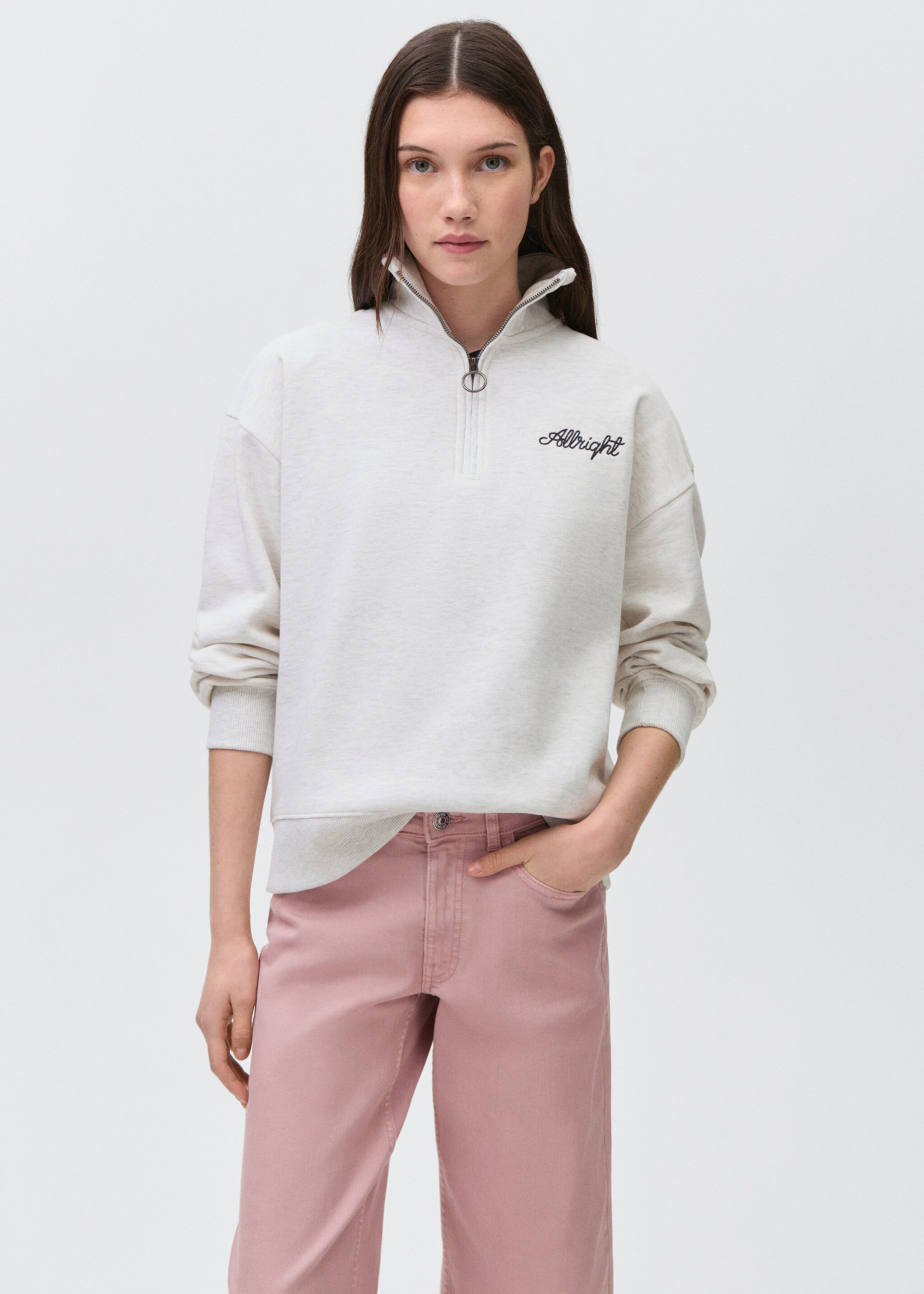 Jeans culotte mid-waist comfort - Medium plane, Pastel Pink. Ref: 87021048-00.