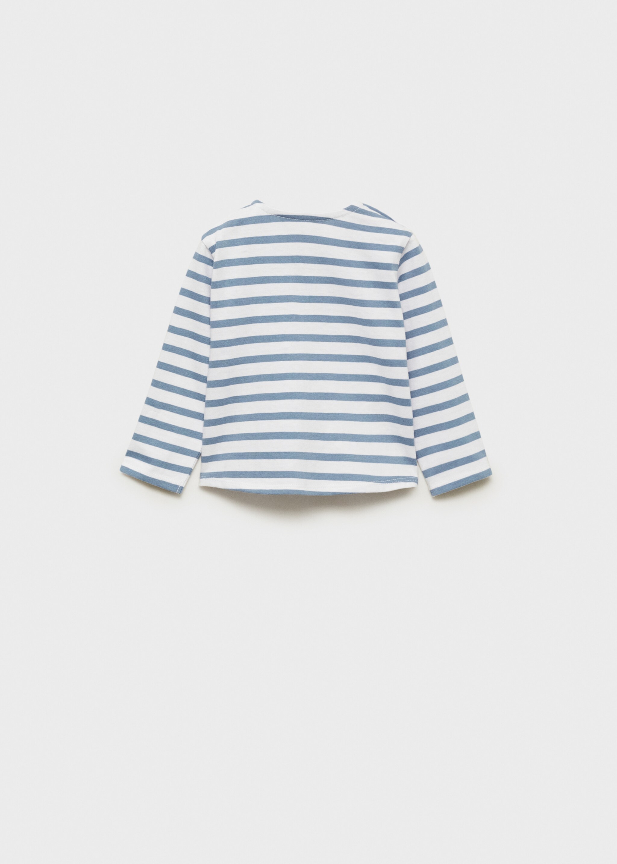 Buttoned striped T-shirt - Reverse of the article, Blue. Ref: 87021054-00.