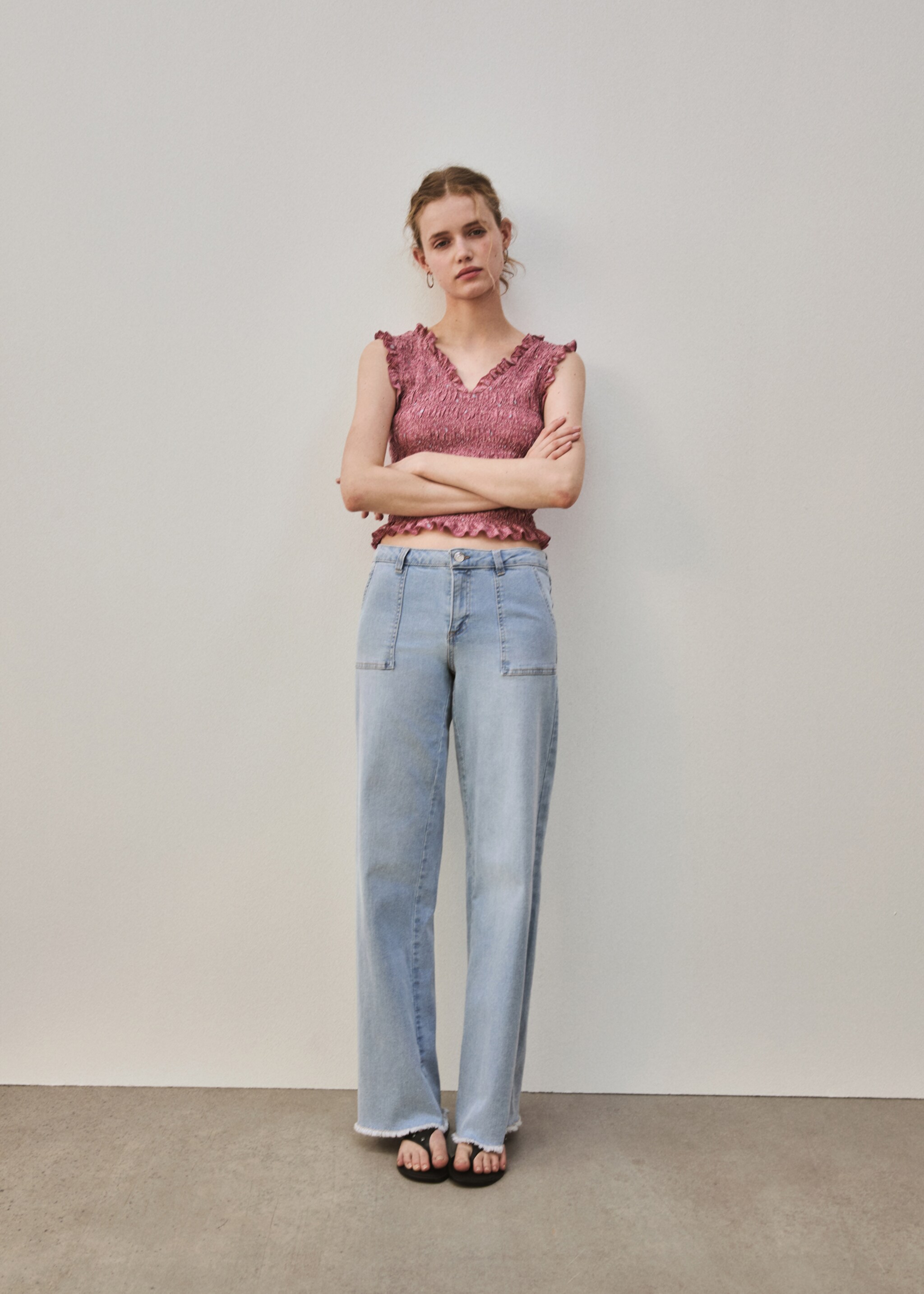 Texans wideleg vora desfilada - Detall de l'article 5, Blau clar. Ref: 87021516-00.