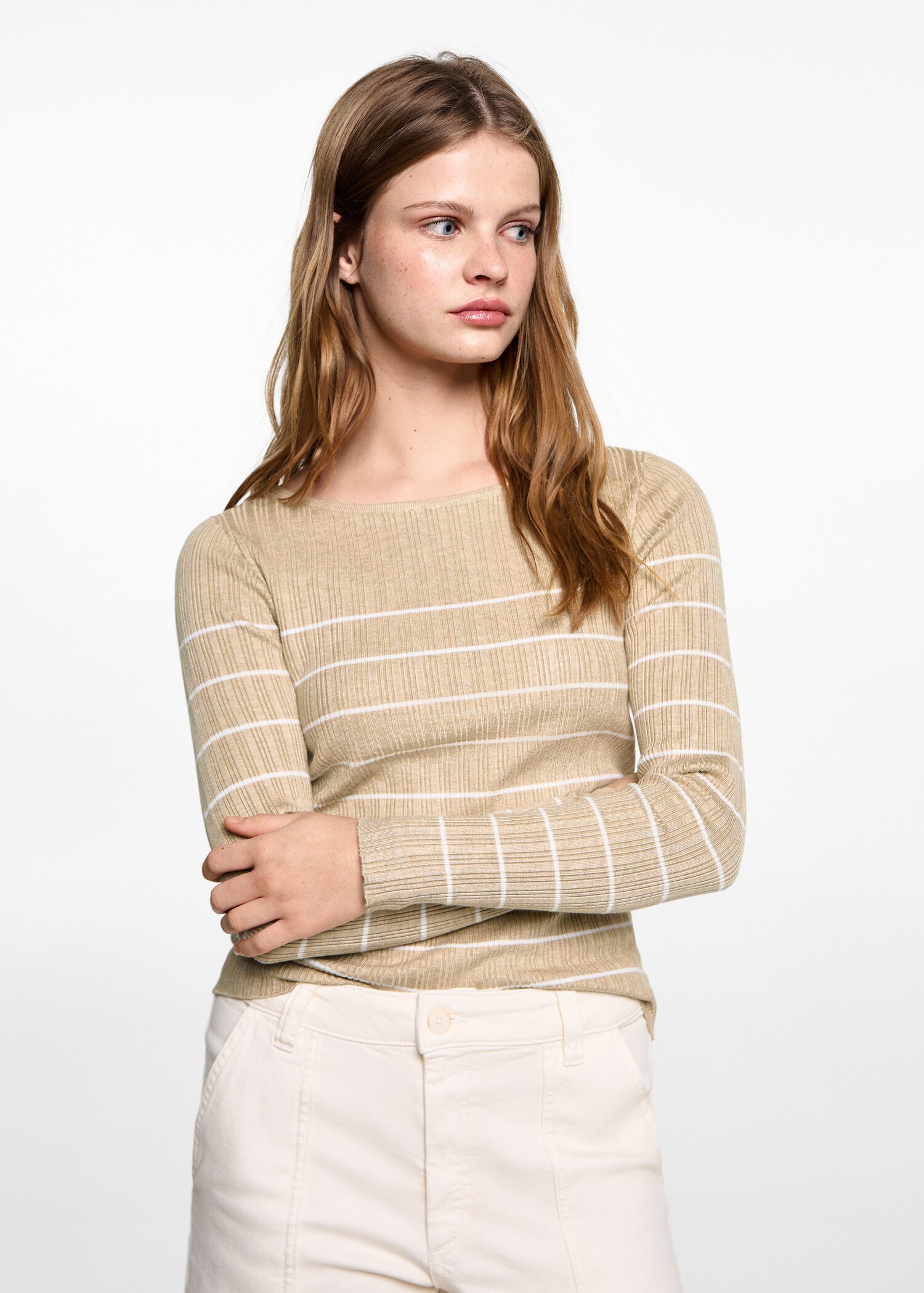 Striped rib sweater - Medium plane