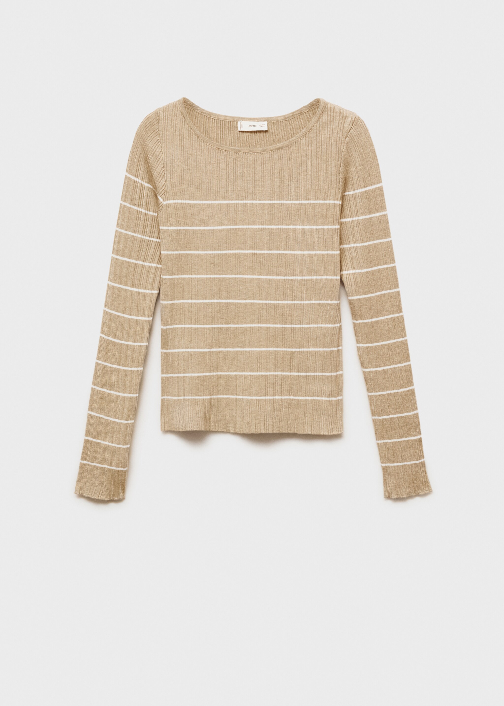 Striped rib sweater - Article without model, Sand. Ref: 87021519-00.