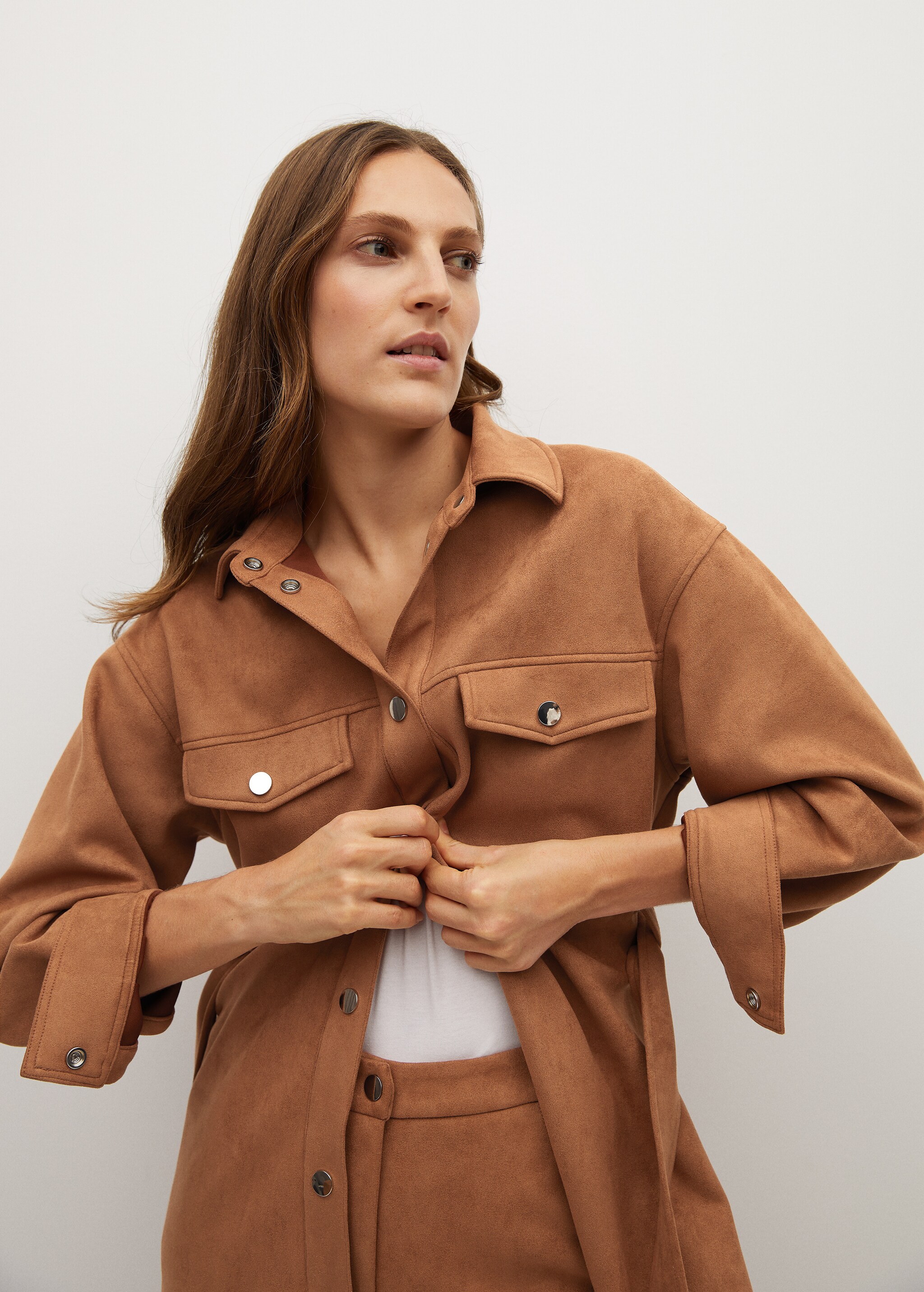 Leather-effect straight trousers - Details of the article 1