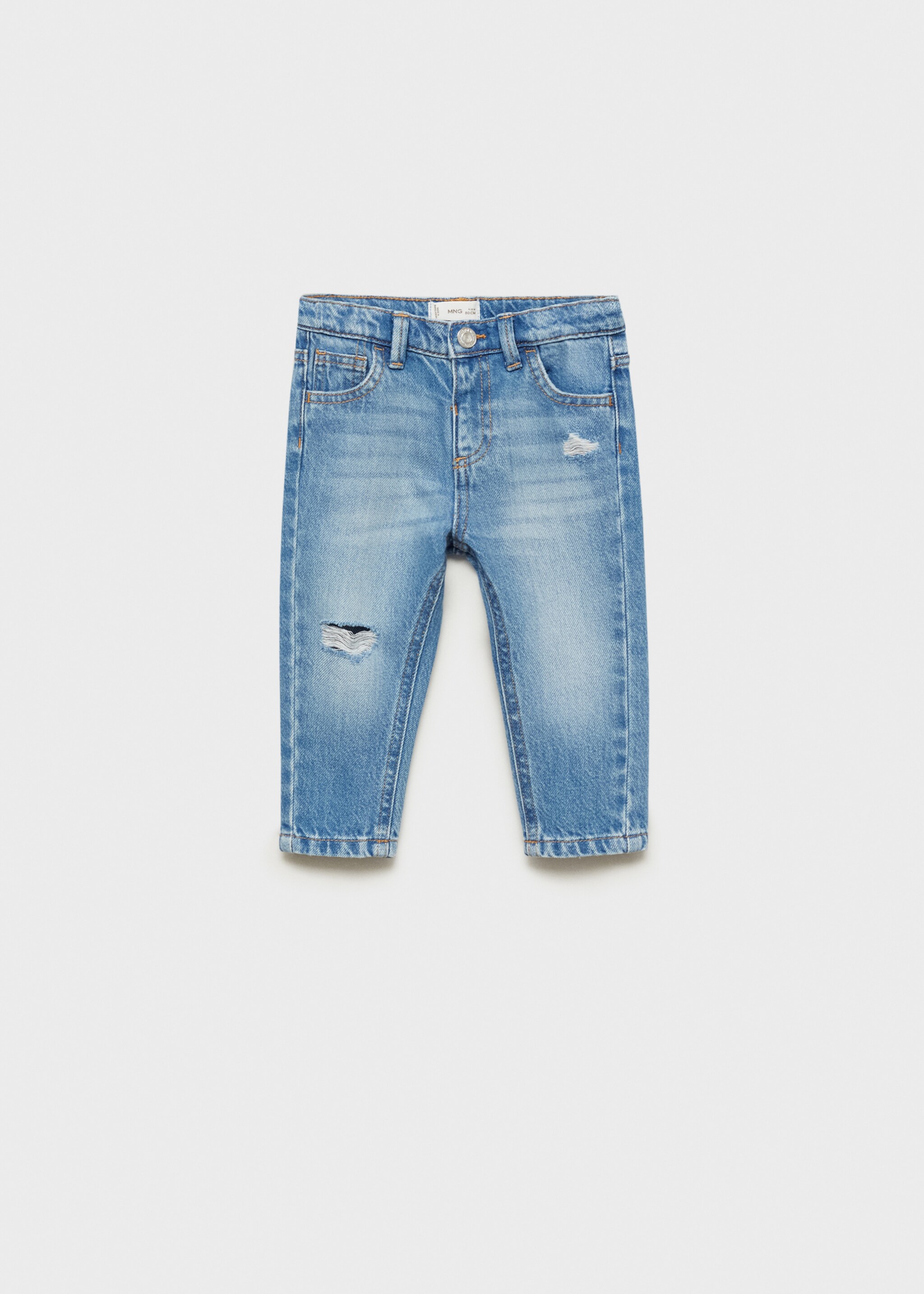 Ripped details skinny-fit jeans - Article without model, Medium Blue. Ref: 87022534-00.