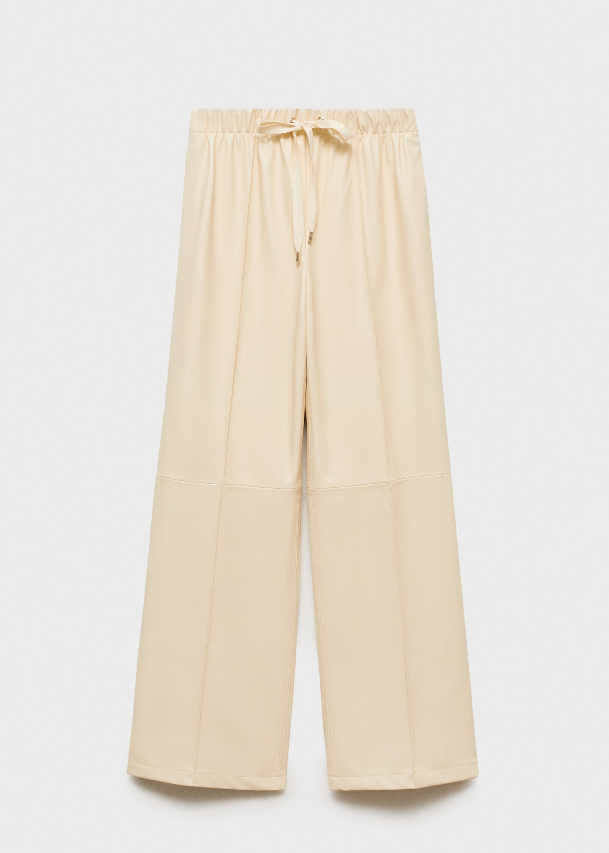 Wide leg faux-leather trousers - Article without model, Ecru. Ref: 87022539-00.