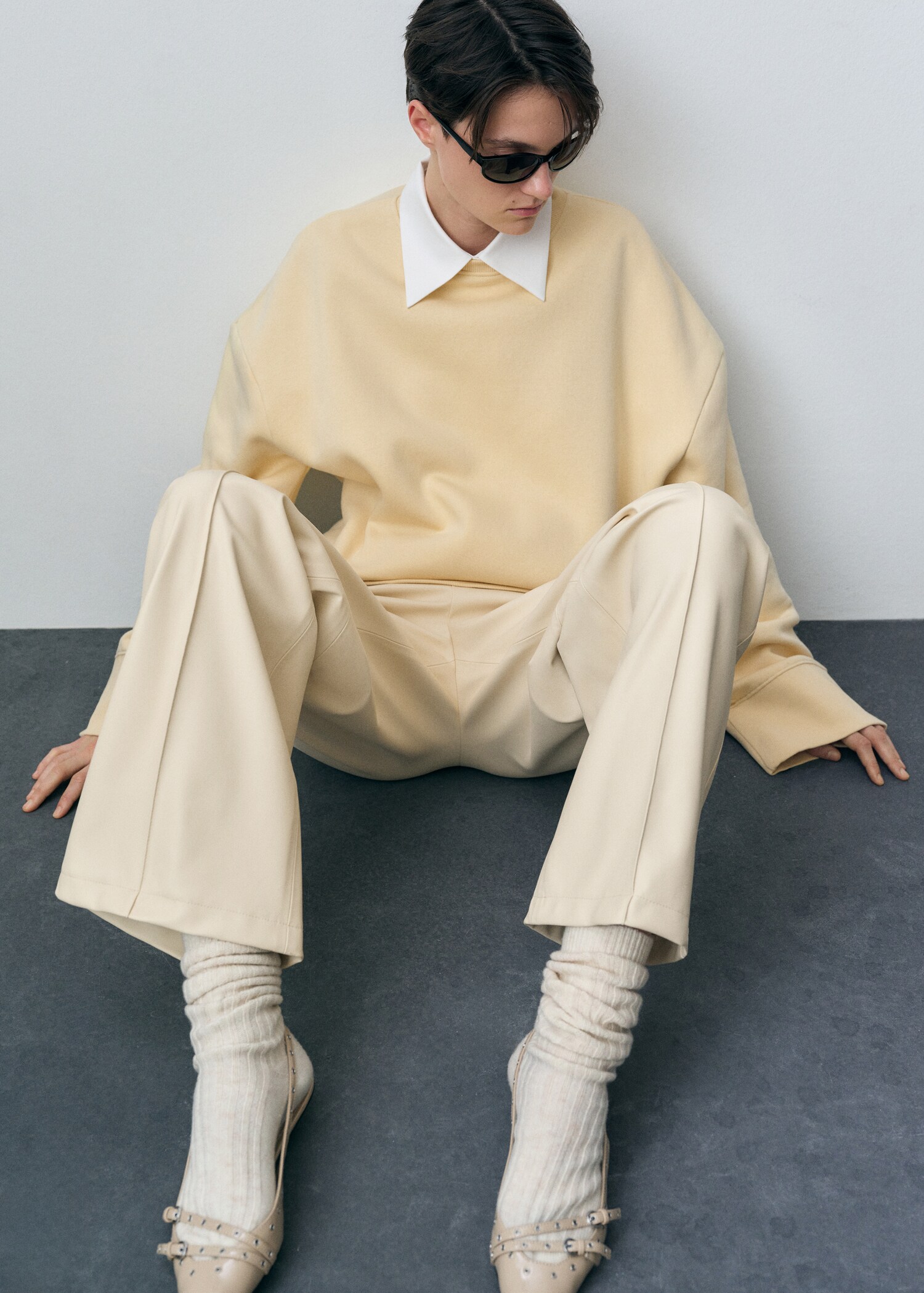 Wide leg faux-leather trousers - Details of the article 1