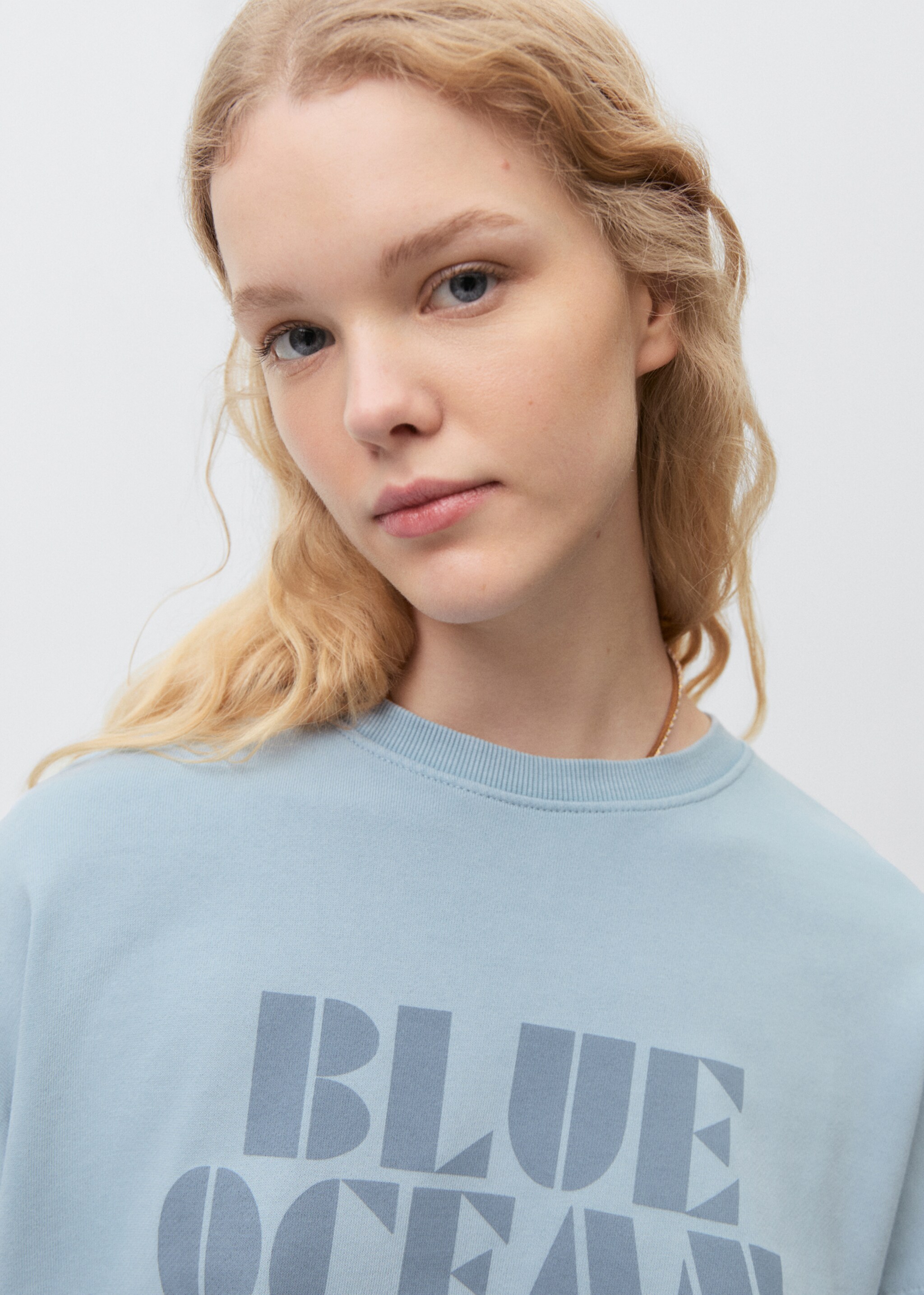 Sweat-shirt coton imprimé - Détail de l'article 1, Bleu ciel. Ref: 87022540-00.