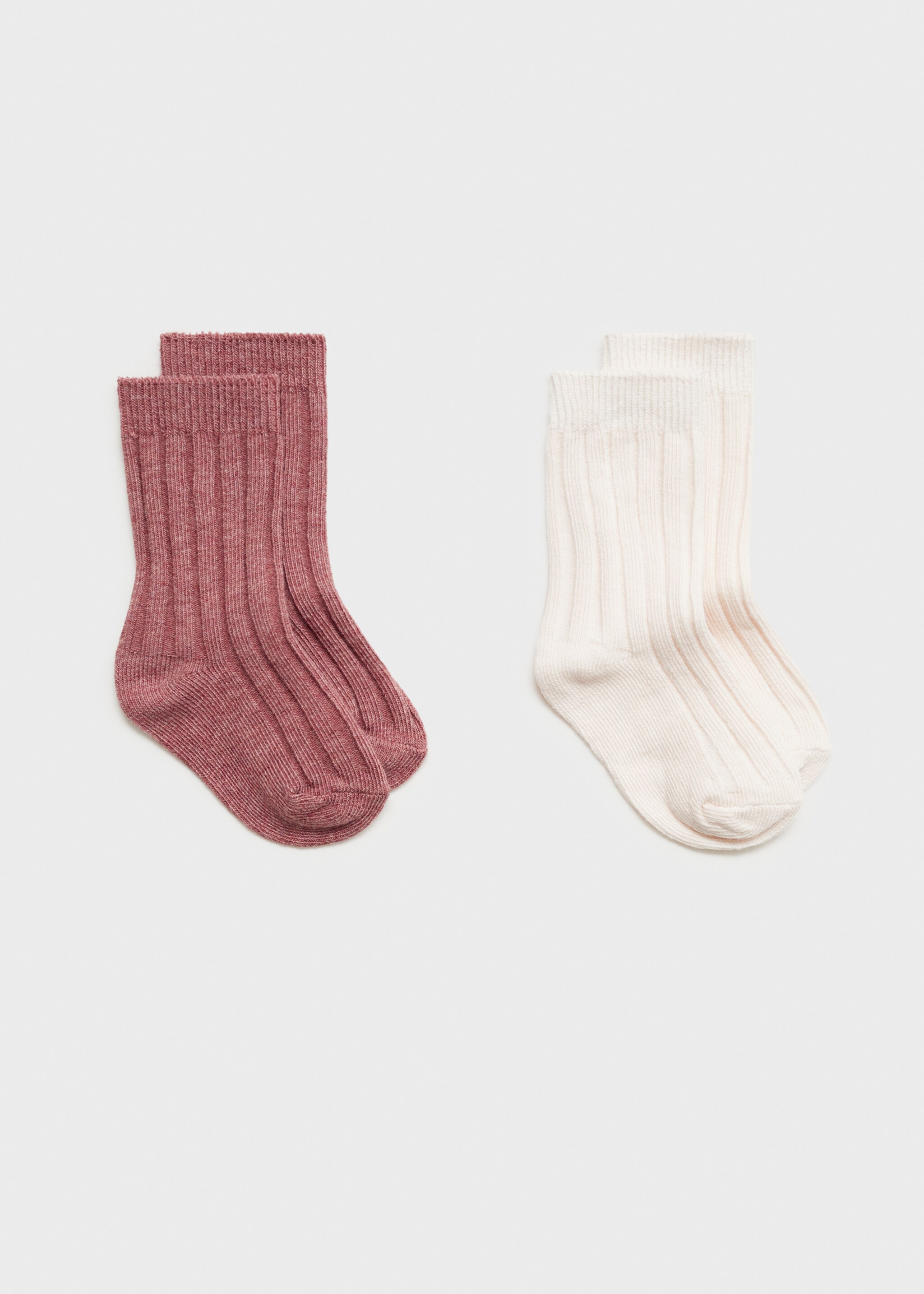 2 pack contrasting ribbed socks - Article without model, Pink. Ref: 87022543-00.