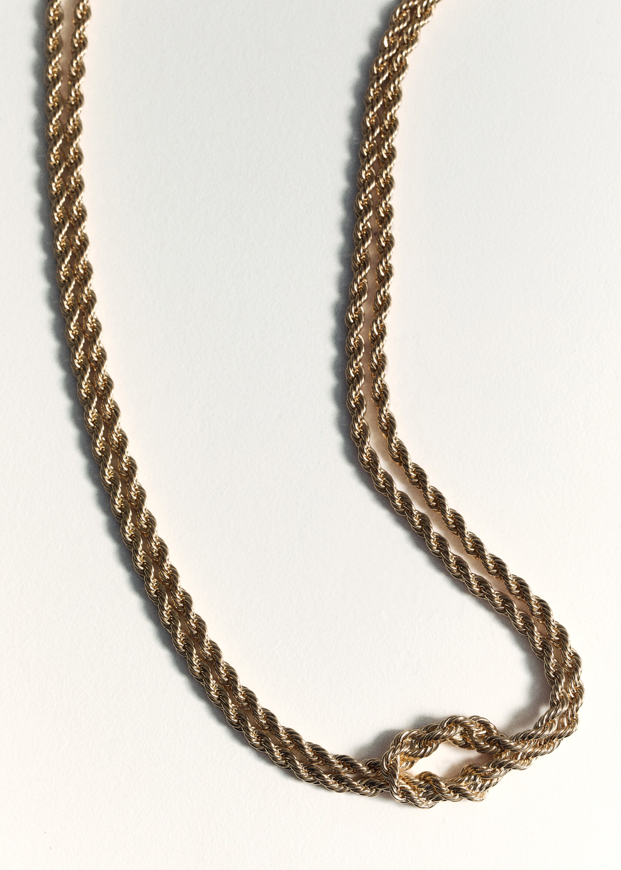 Braided chain necklace - Details of the article 5, Gold. Ref: 87022544-00.
