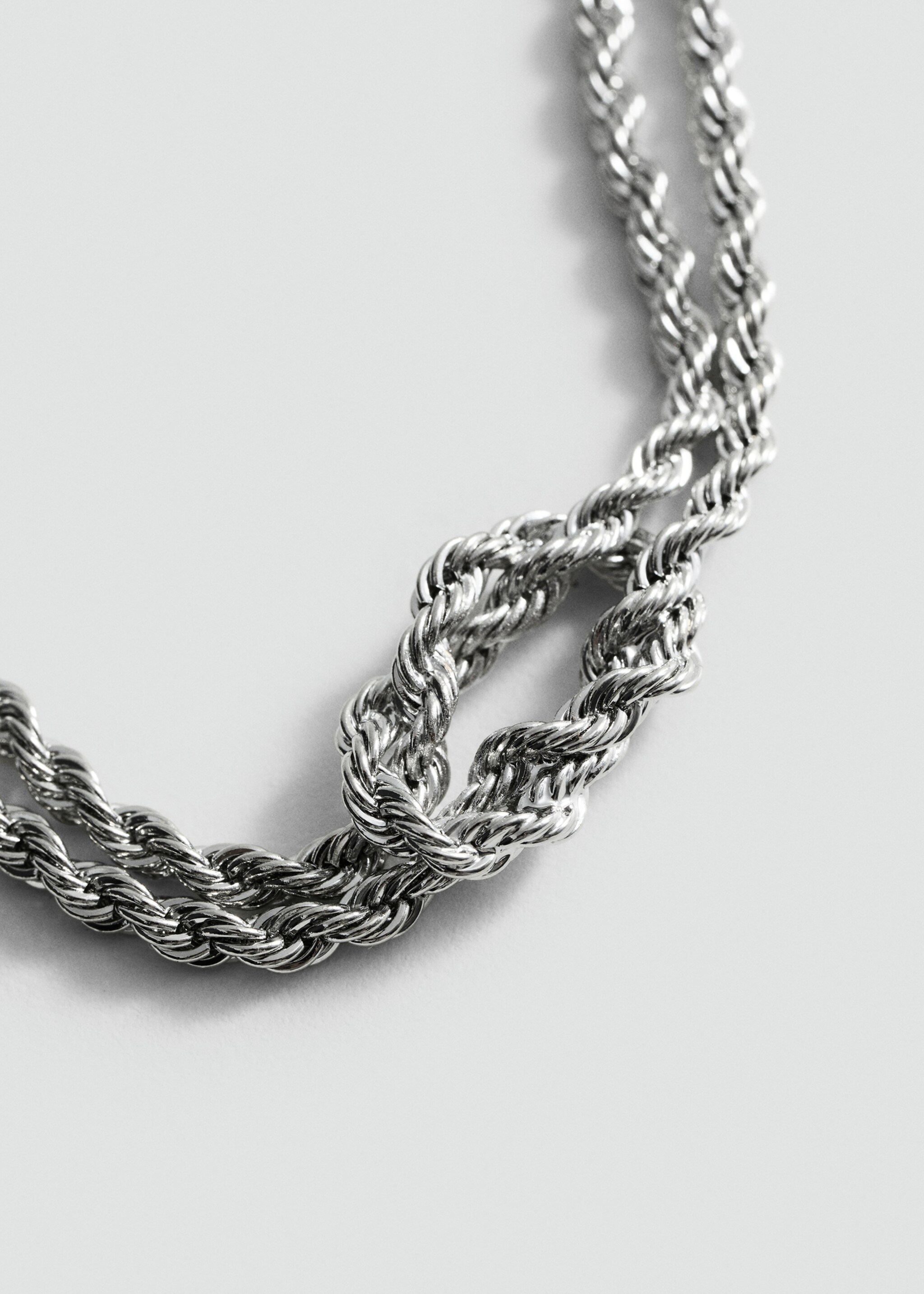 Braided chain necklace - Medium plane, Silver. Ref: 87022544-00.