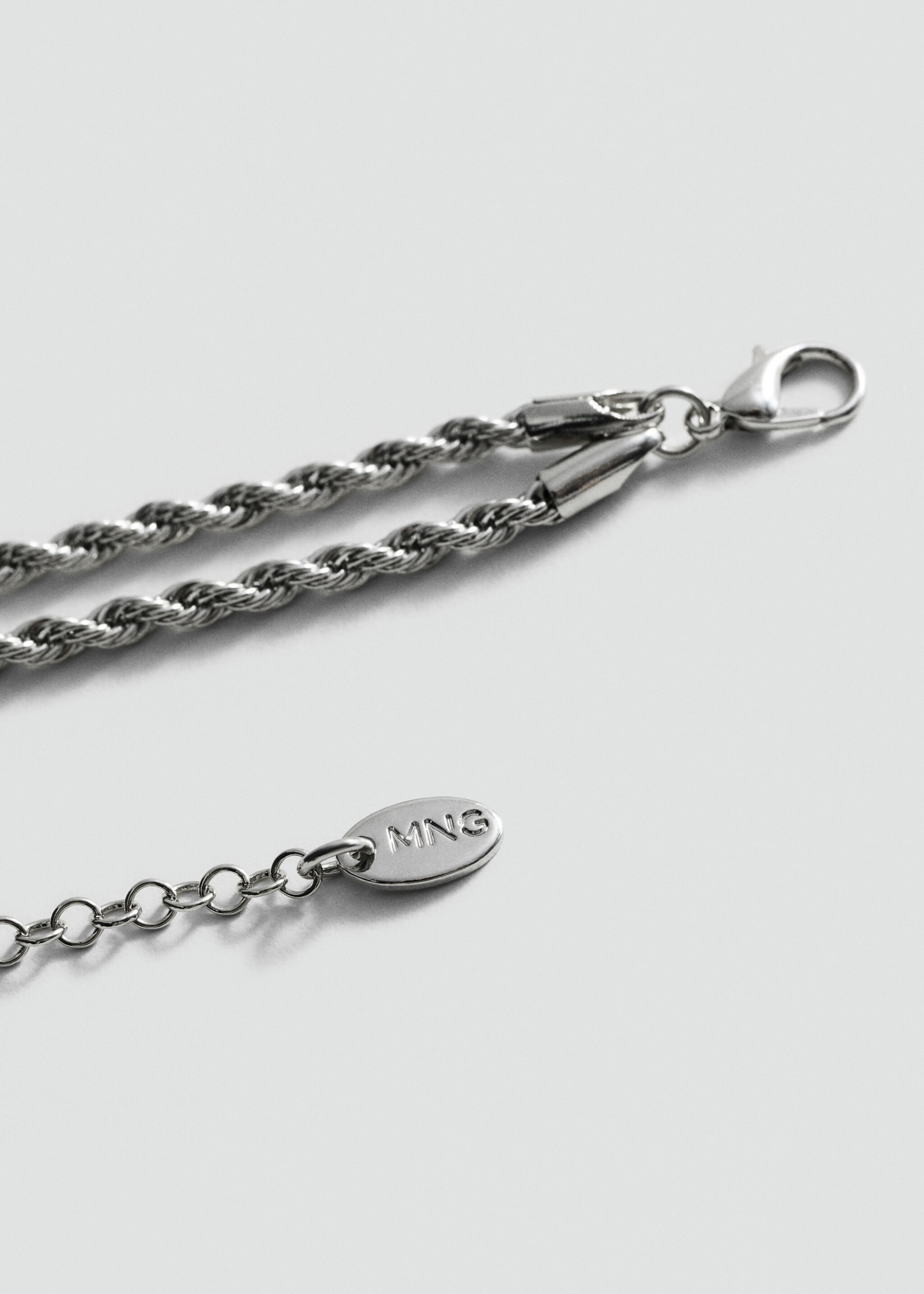 Braided chain necklace - Details of the article 1, Silver. Ref: 87022544-00.