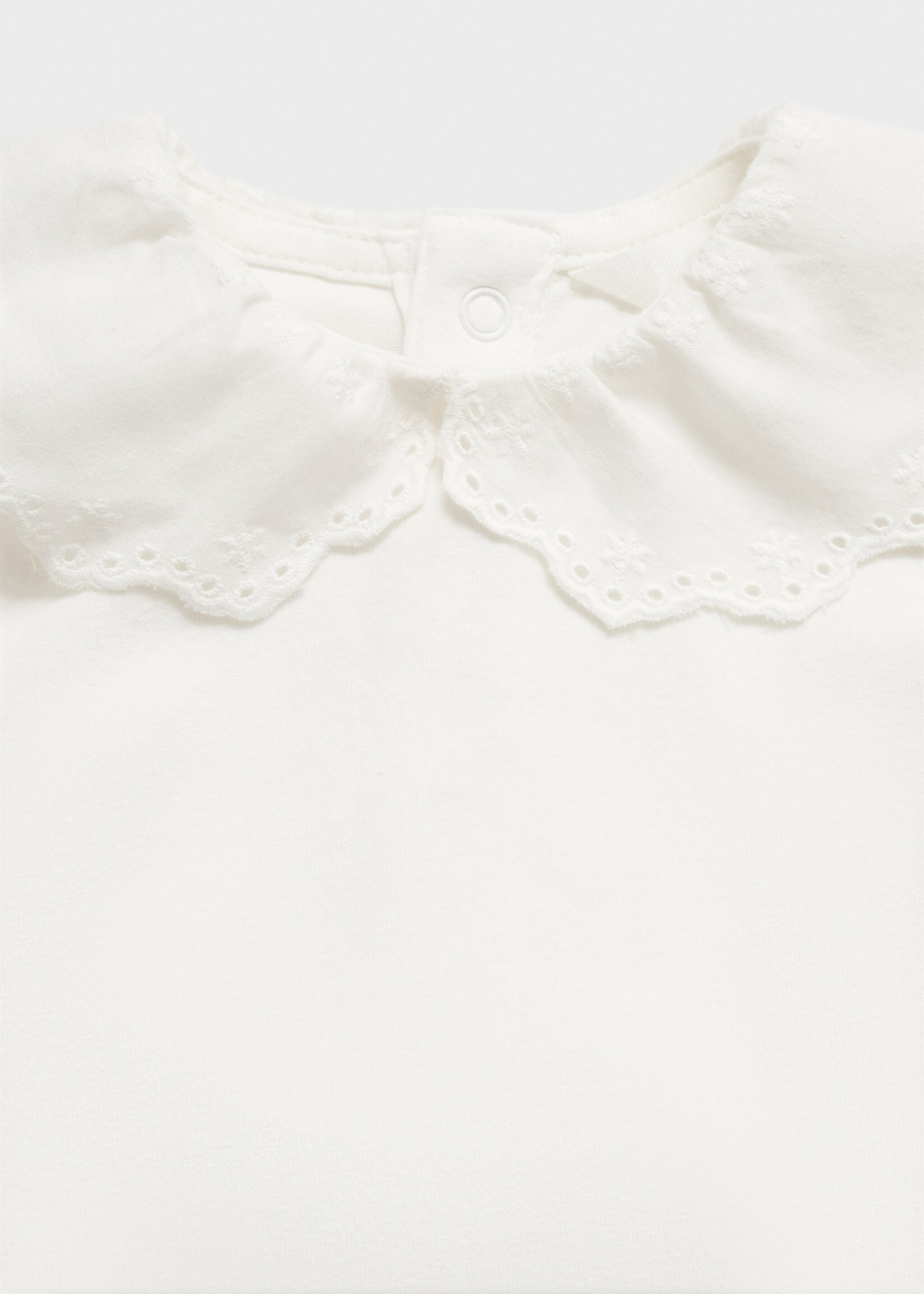 Embroidered babydoll-neck body - Details of the article 0, Off White. Ref: 87022545-00.