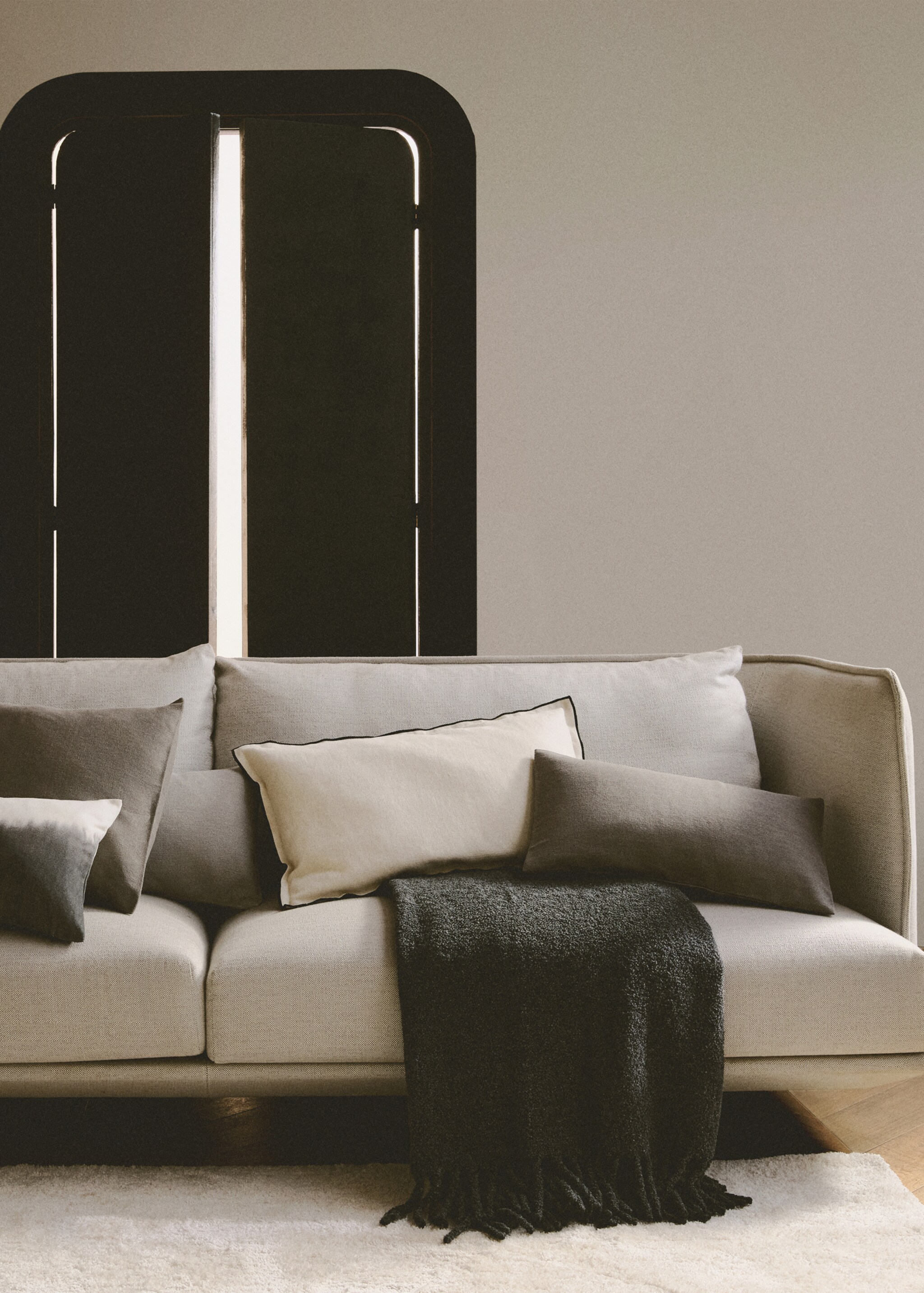 Cushion cover with structure, 30x50 cm - Details of the article 6, Light/Pastel Brown. Ref: 87022914-00.