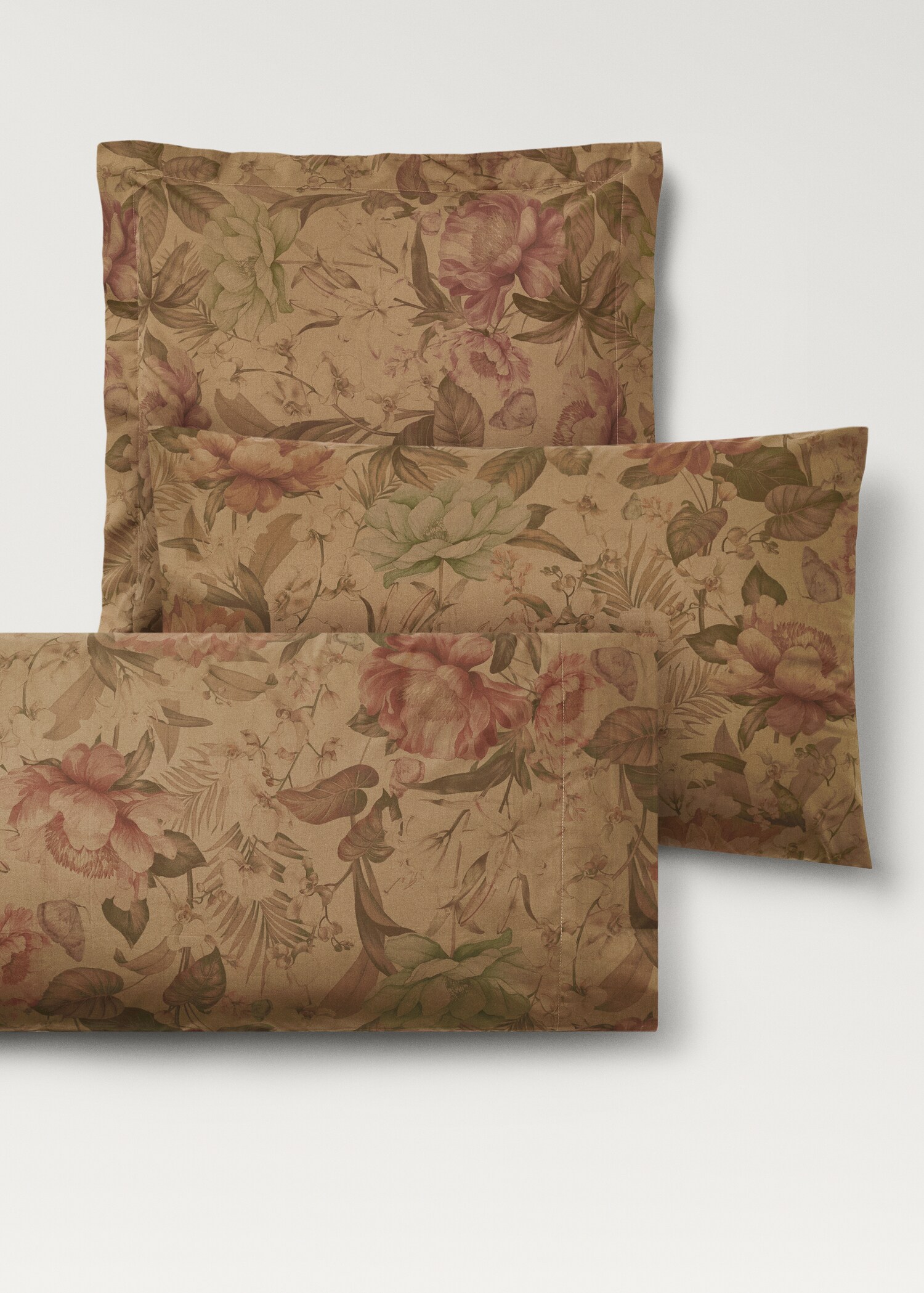 Two cotton percale multi-coloured floral-print pillowcases 50x75 cm - Details of the article 4