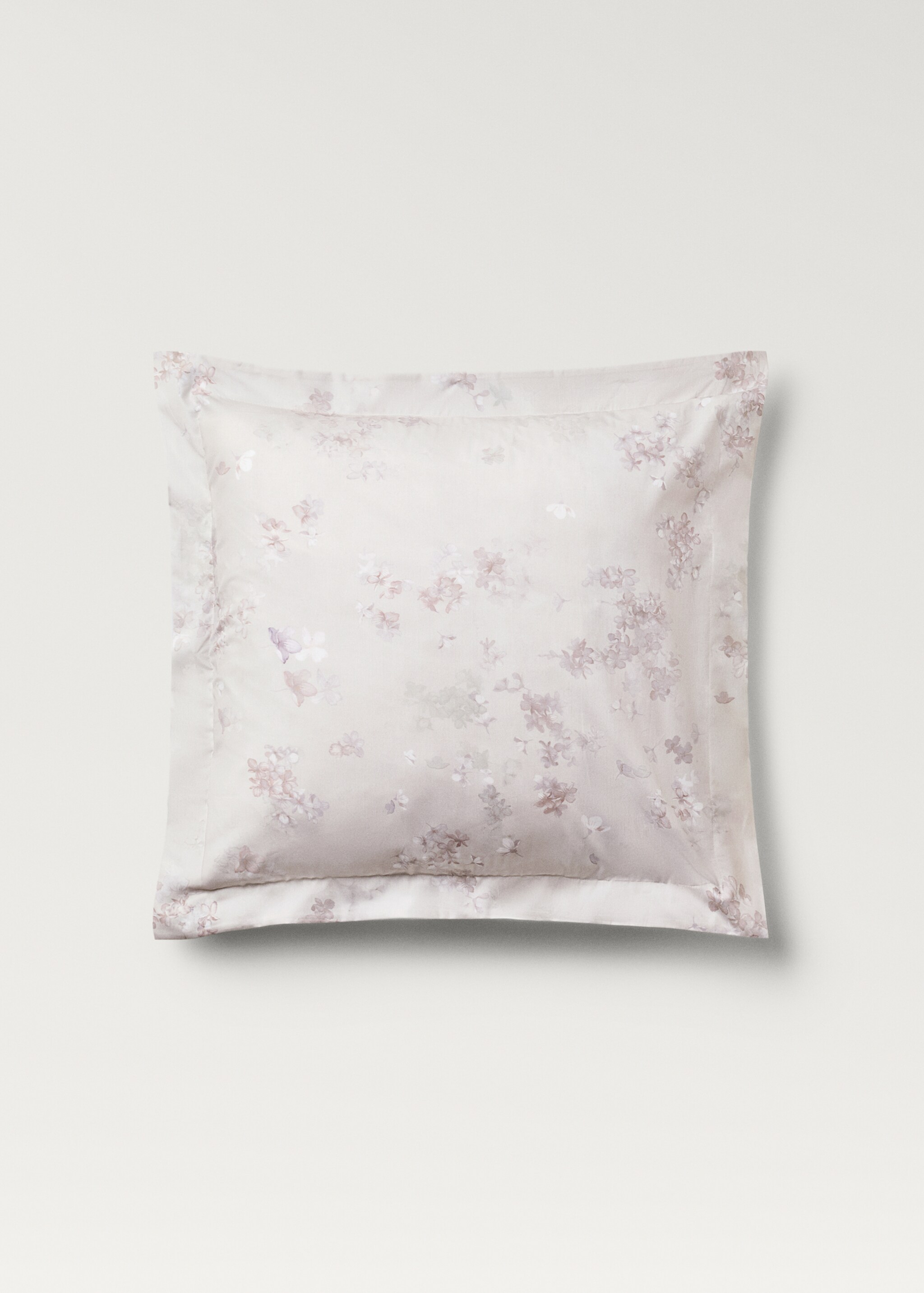 Two cotton percale romantic floral-print pillowcases 60x60 cm - Article without model, Forest Green. Ref: 87022936-00.