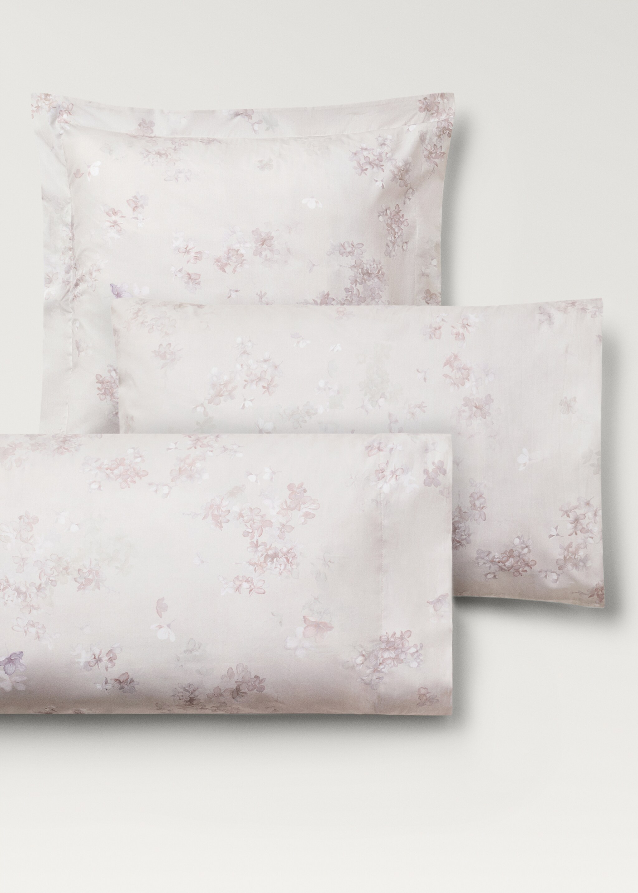 Two cotton percale romantic floral-print pillowcases 60x60 cm - Details of the article 4, Forest Green. Ref: 87022936-00.