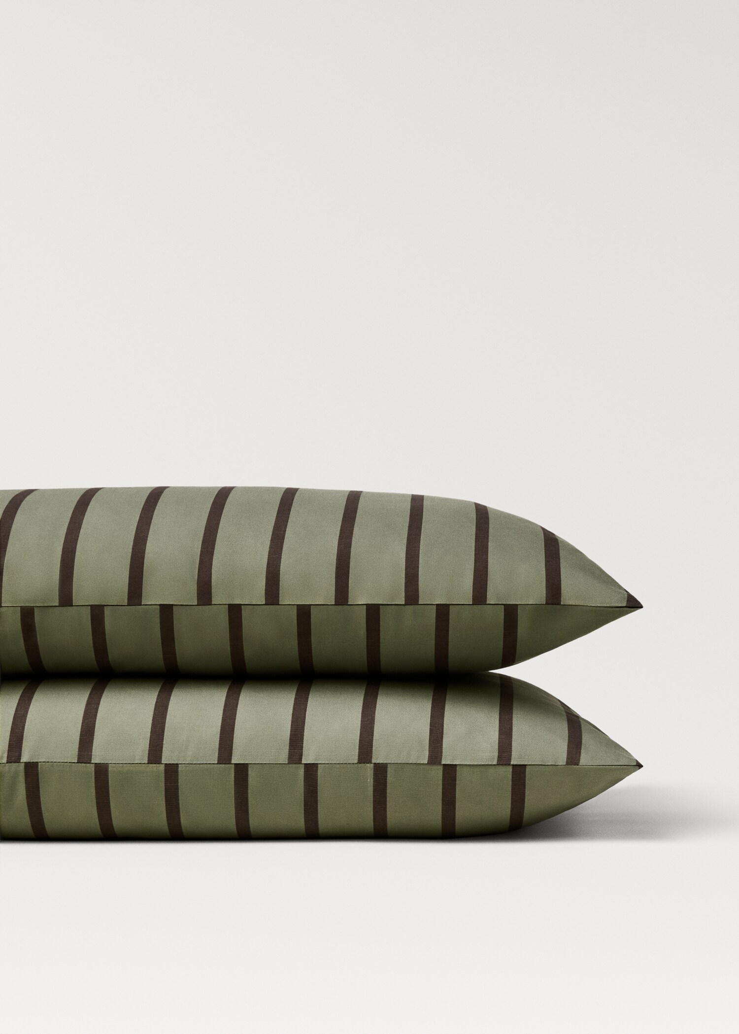 Two cotton percale multi-striped pillowcases 50x75 cm - Details of the article 1