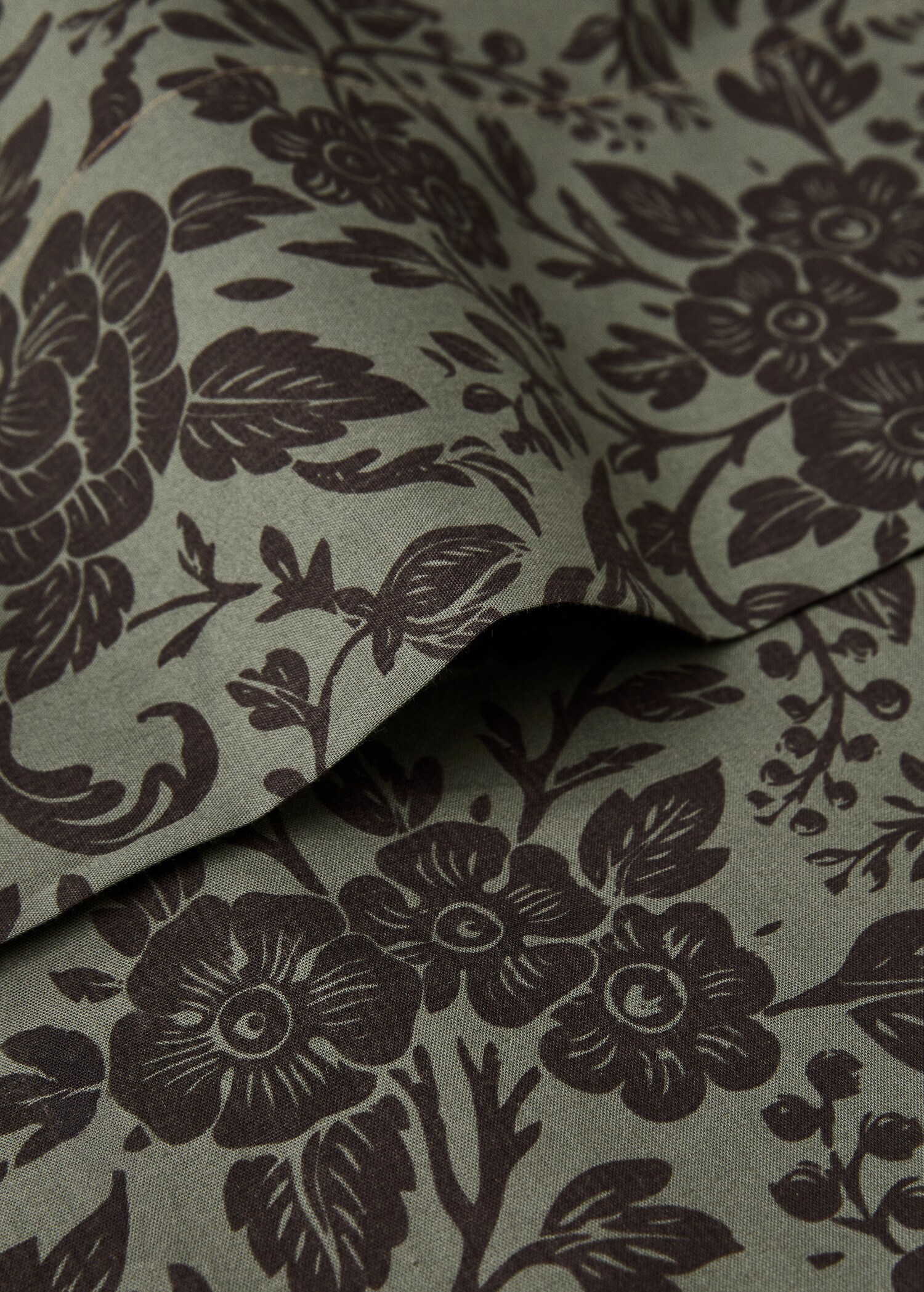 Percale cotton printed two-tone floral flat sheet Single bed - Details of the article 1