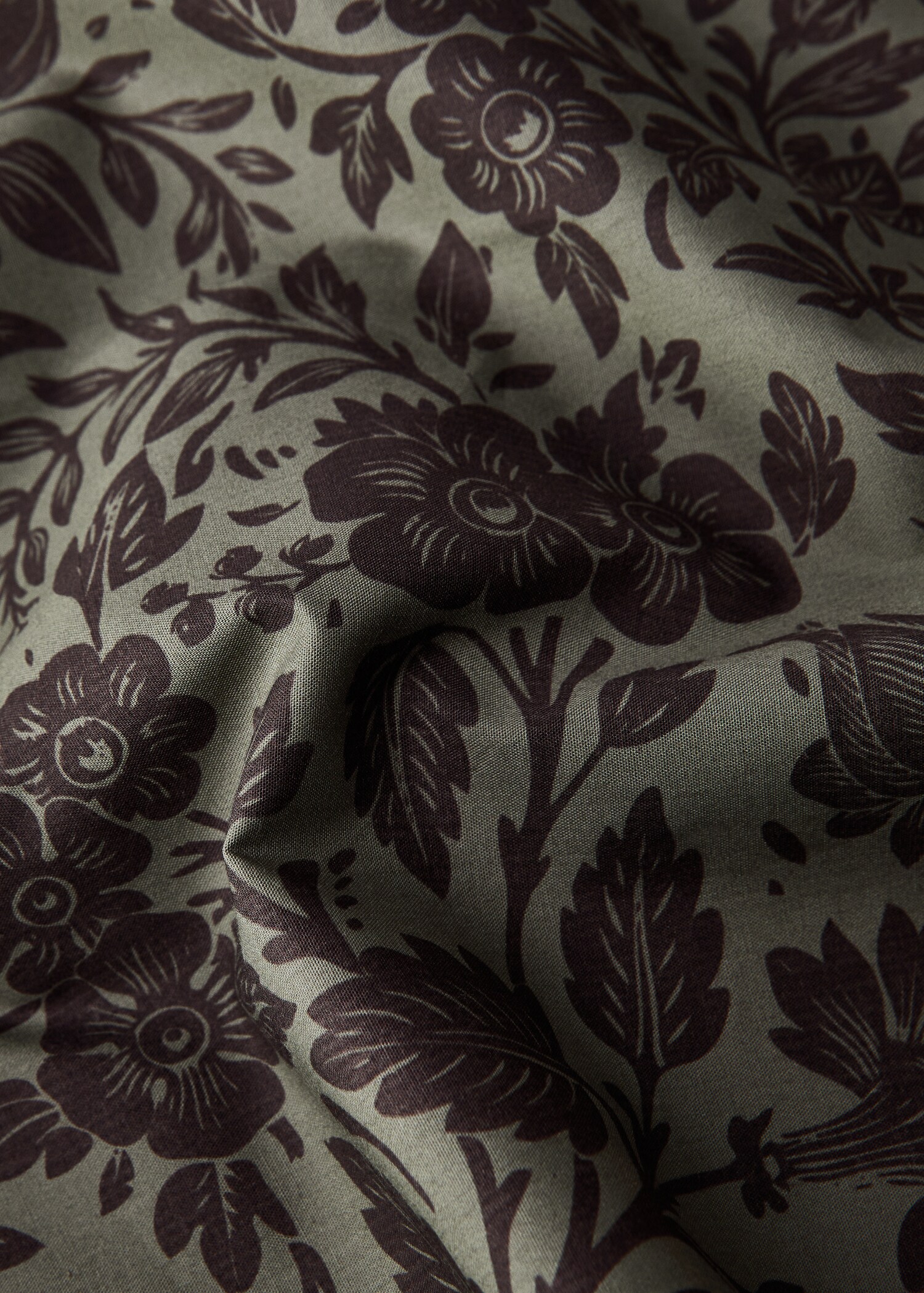 Percale cotton printed two-tone floral flat sheet Single bed - Details of the article 2