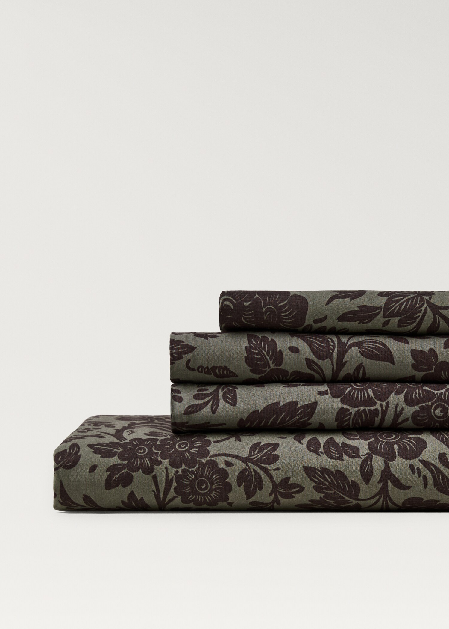 Percale cotton printed two-tone floral flat sheet Single bed - Details of the article 3