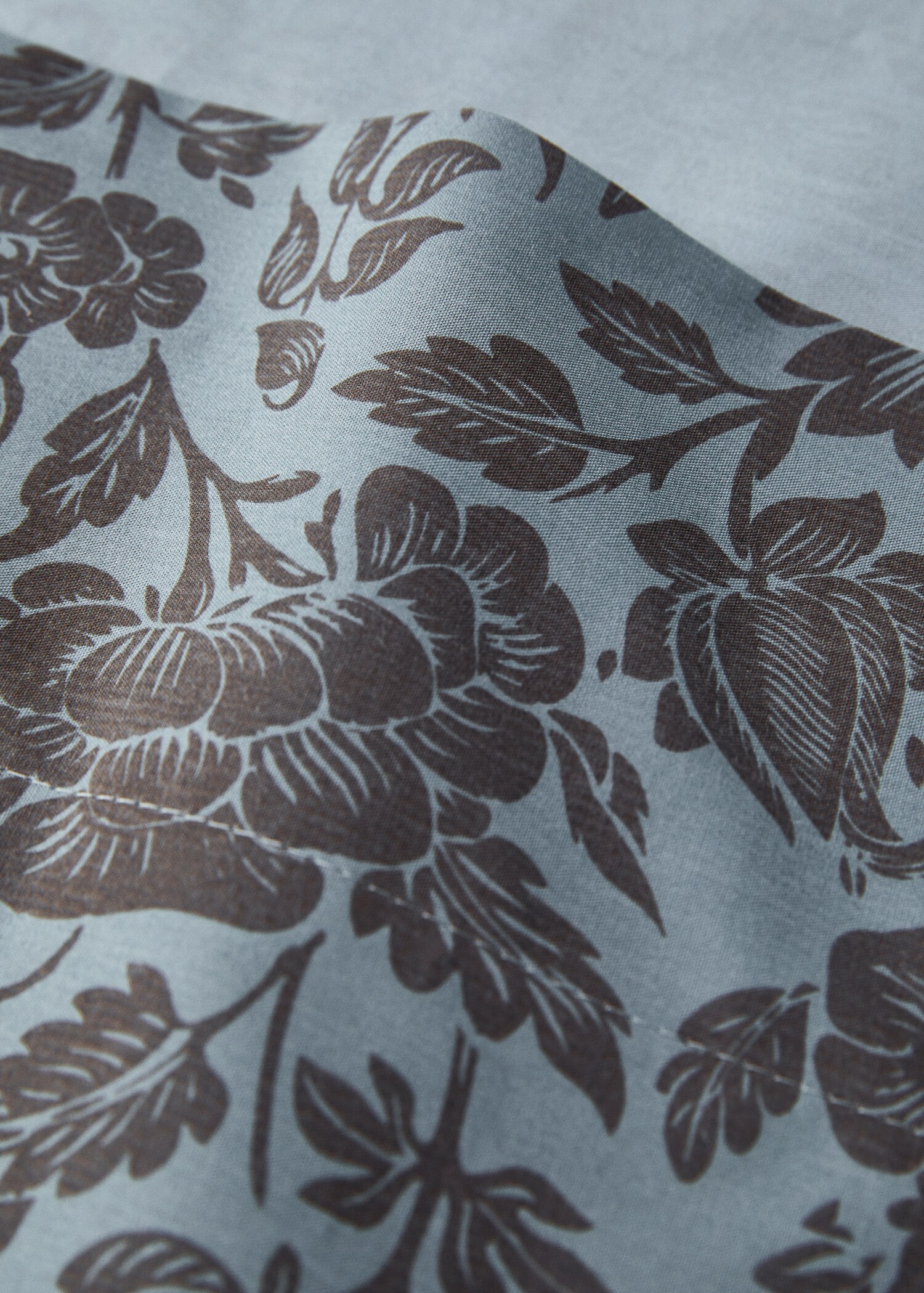 Percale cotton printed two-tone floral flat sheet Single bed - Details of the article 1