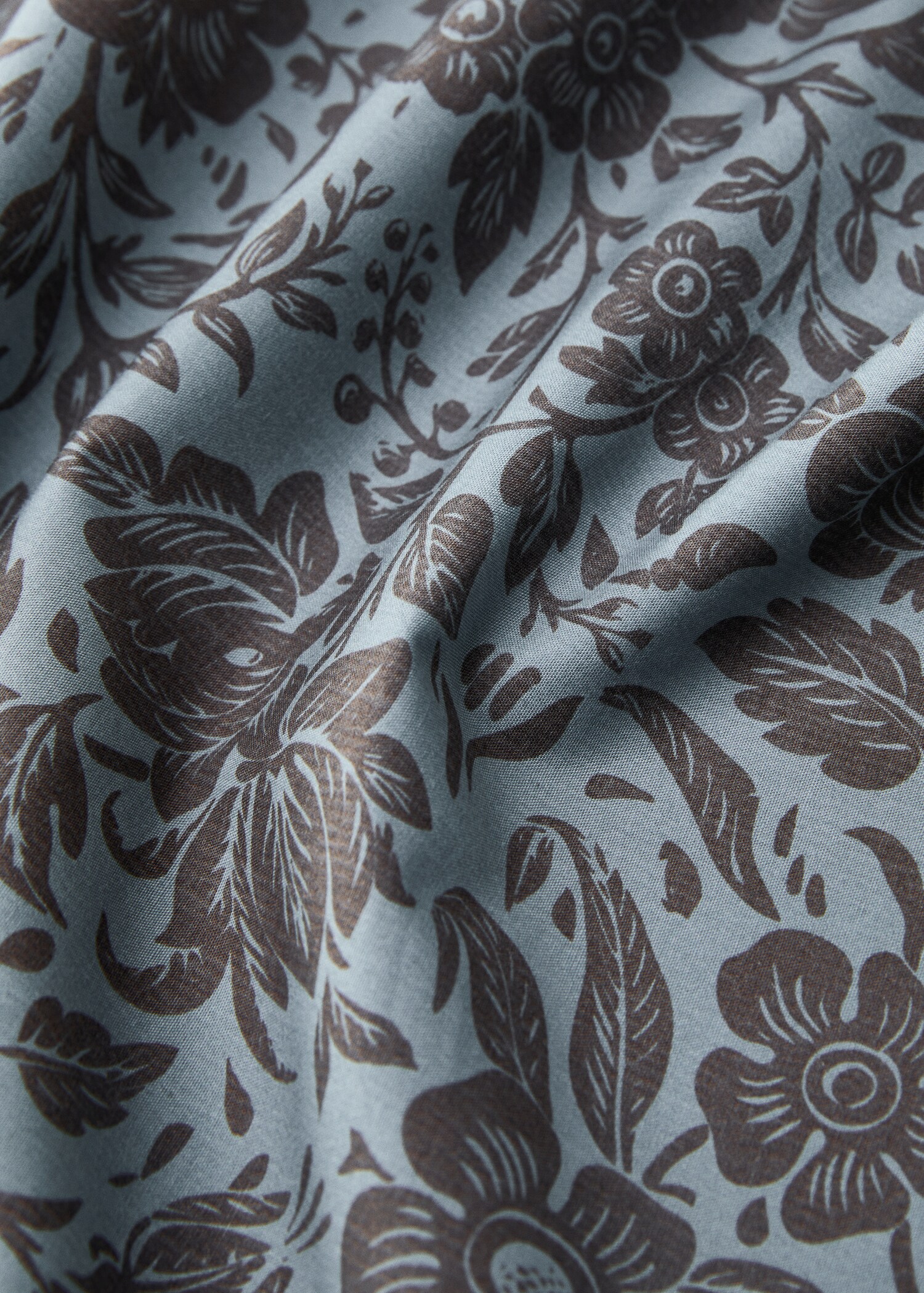 Percale cotton printed two-tone floral flat sheet Single bed - Details of the article 3
