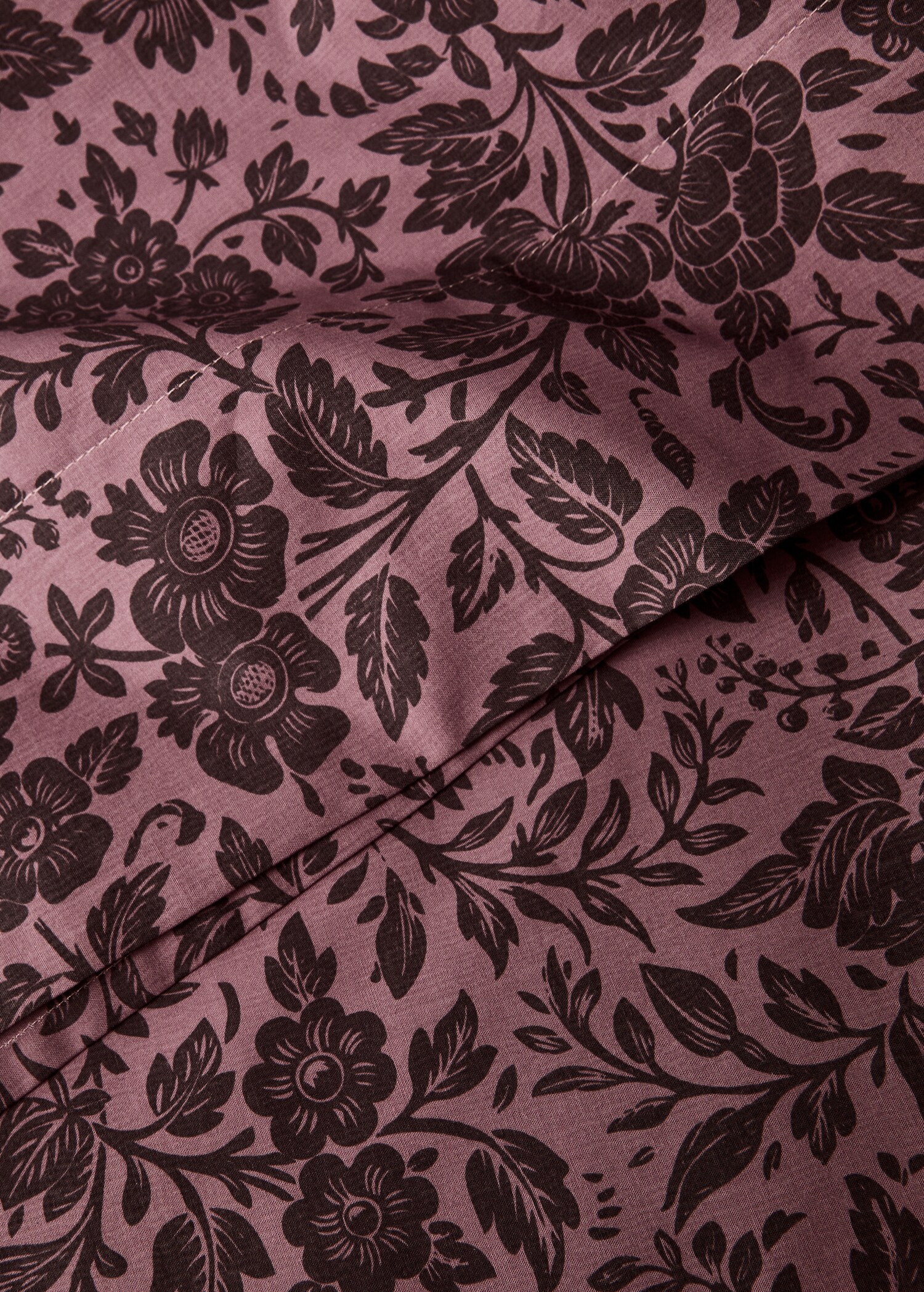 Percale cotton printed two-tone floral flat sheet Single bed - Details of the article 2