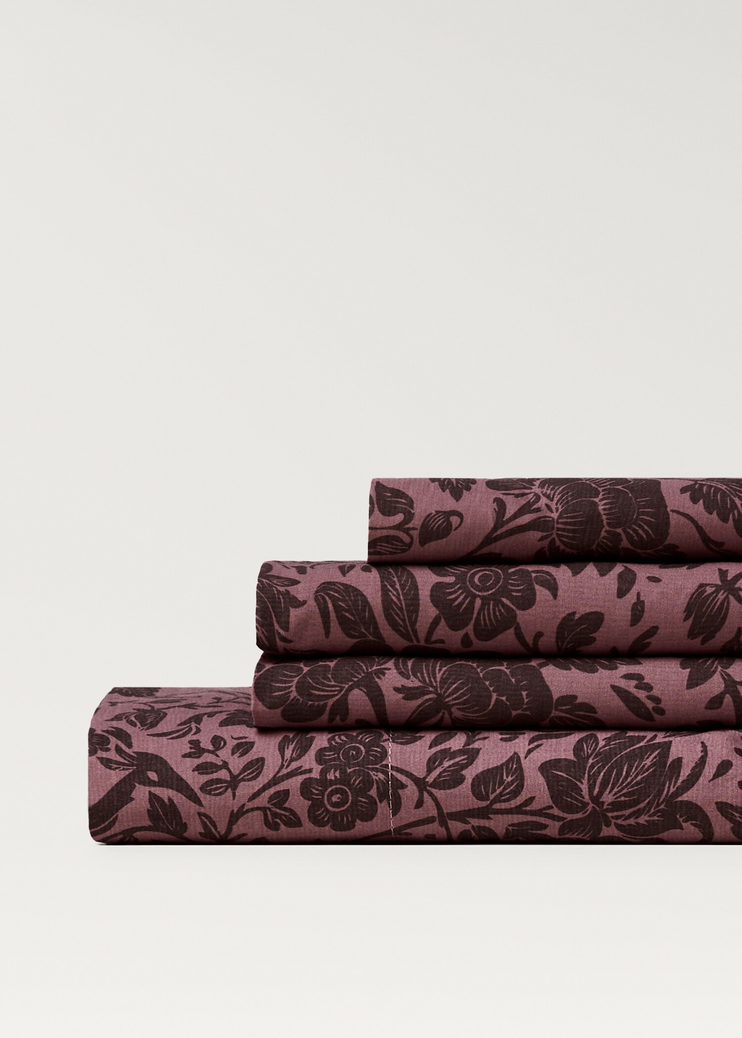 Percale cotton printed two-tone floral flat sheet King bed - Details of the article 3