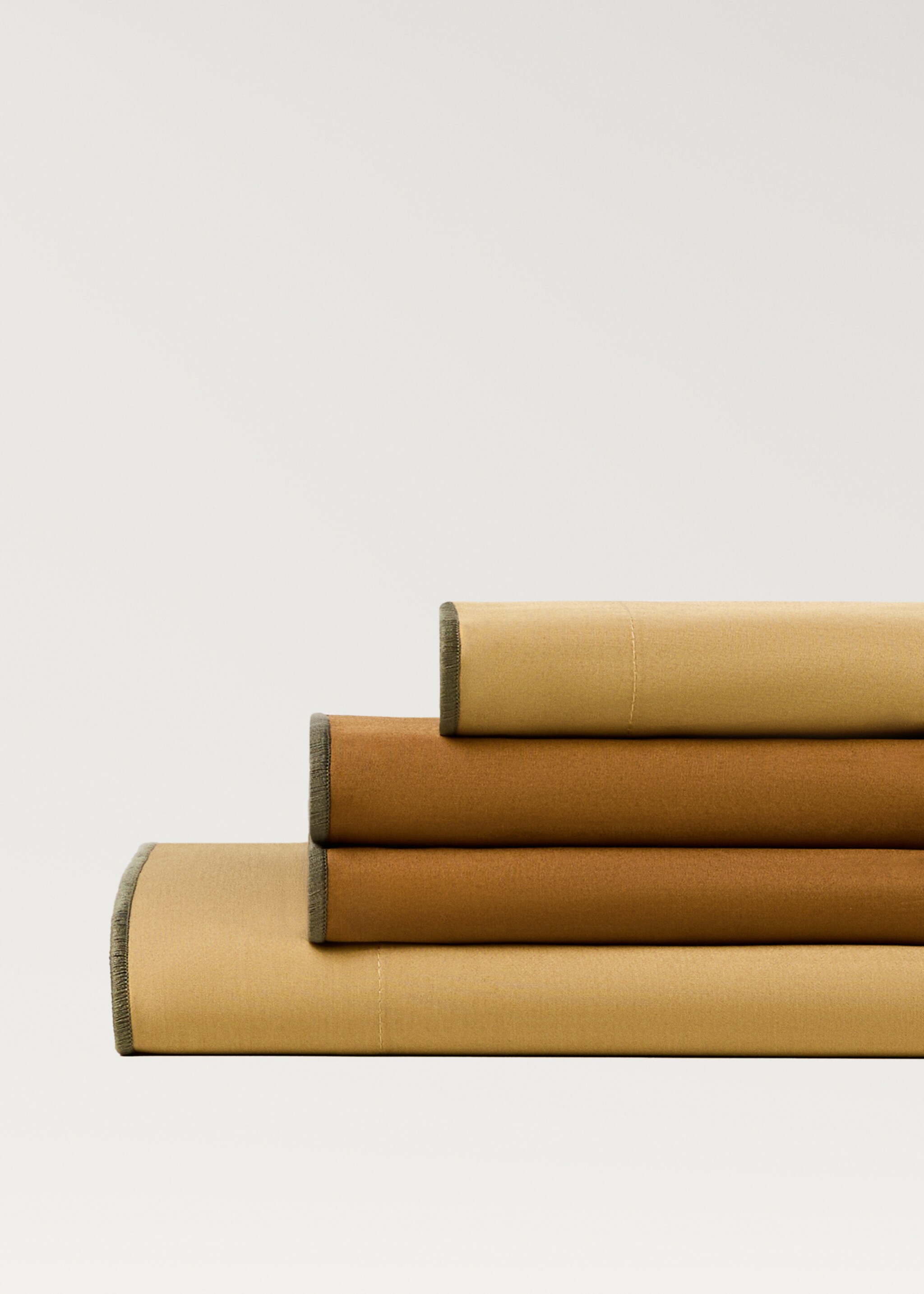 Drap plat percale de coton overlock lit 135/140 cm - Détail de l'article 2, Caramel. Ref: 87022953-00.