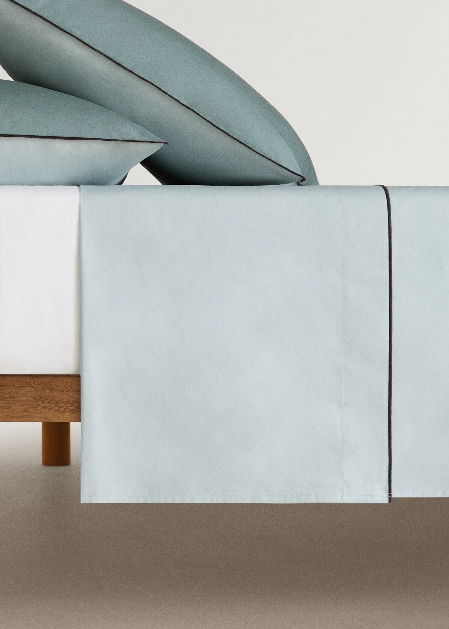 Drap plat percale de coton overlock lit 150/160 cm - Article sans modèle