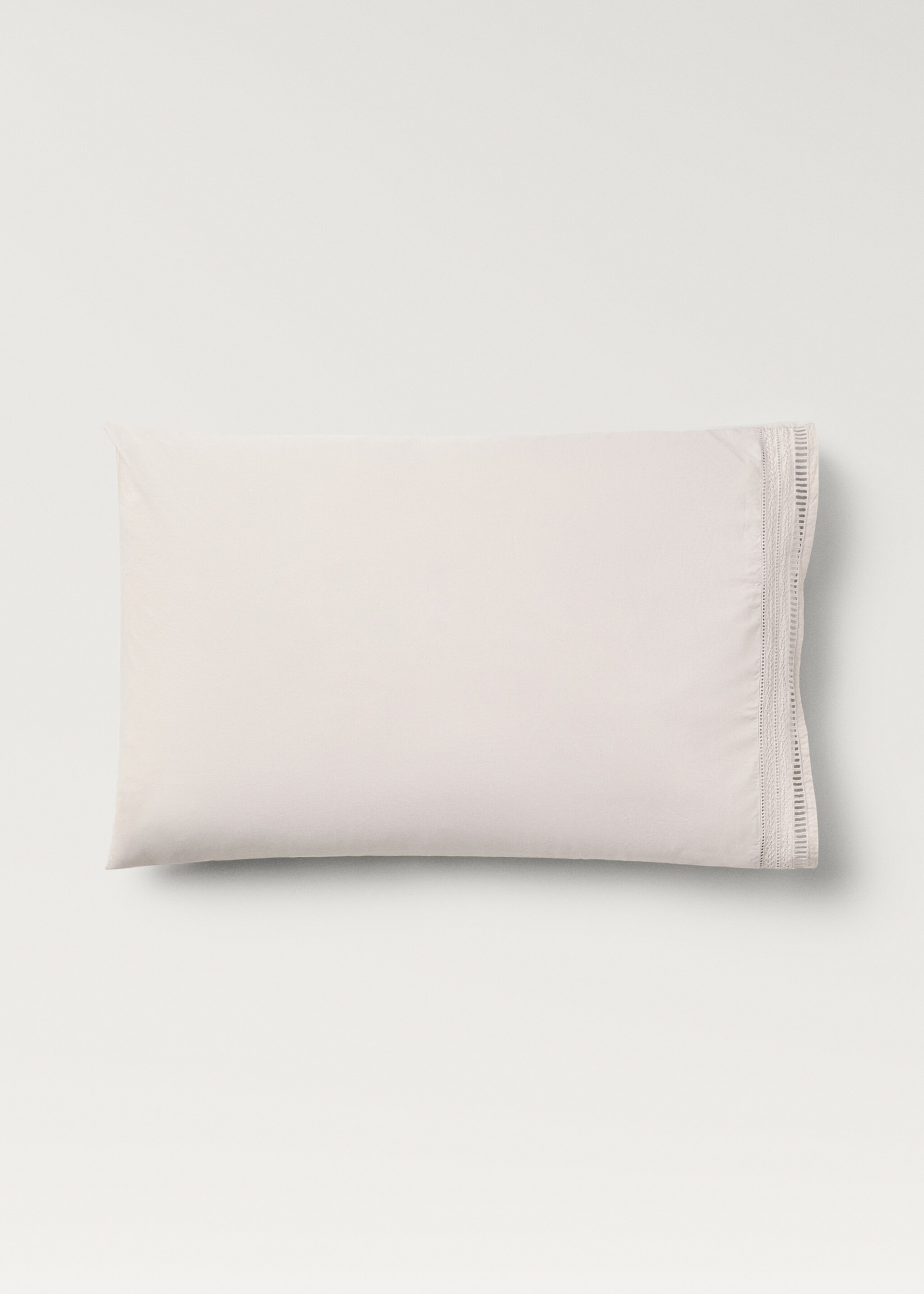Two pillowcases with embroidered finish 50x75 cm - Article without model, Light/Pastel Grey. Ref: 87022959-00.