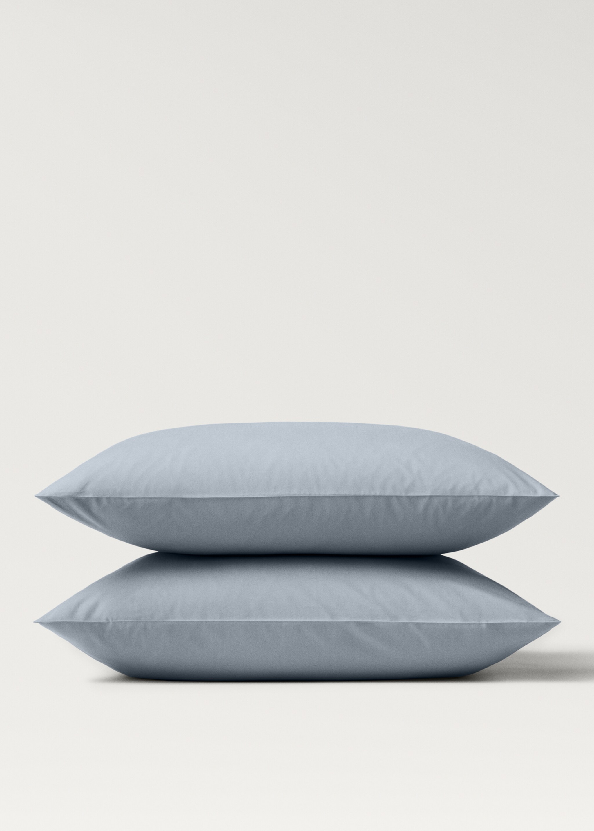 Two cotton percale pillowcases 60x60cm - Details of the article 1, Aqua Green. Ref: 87022967-00.