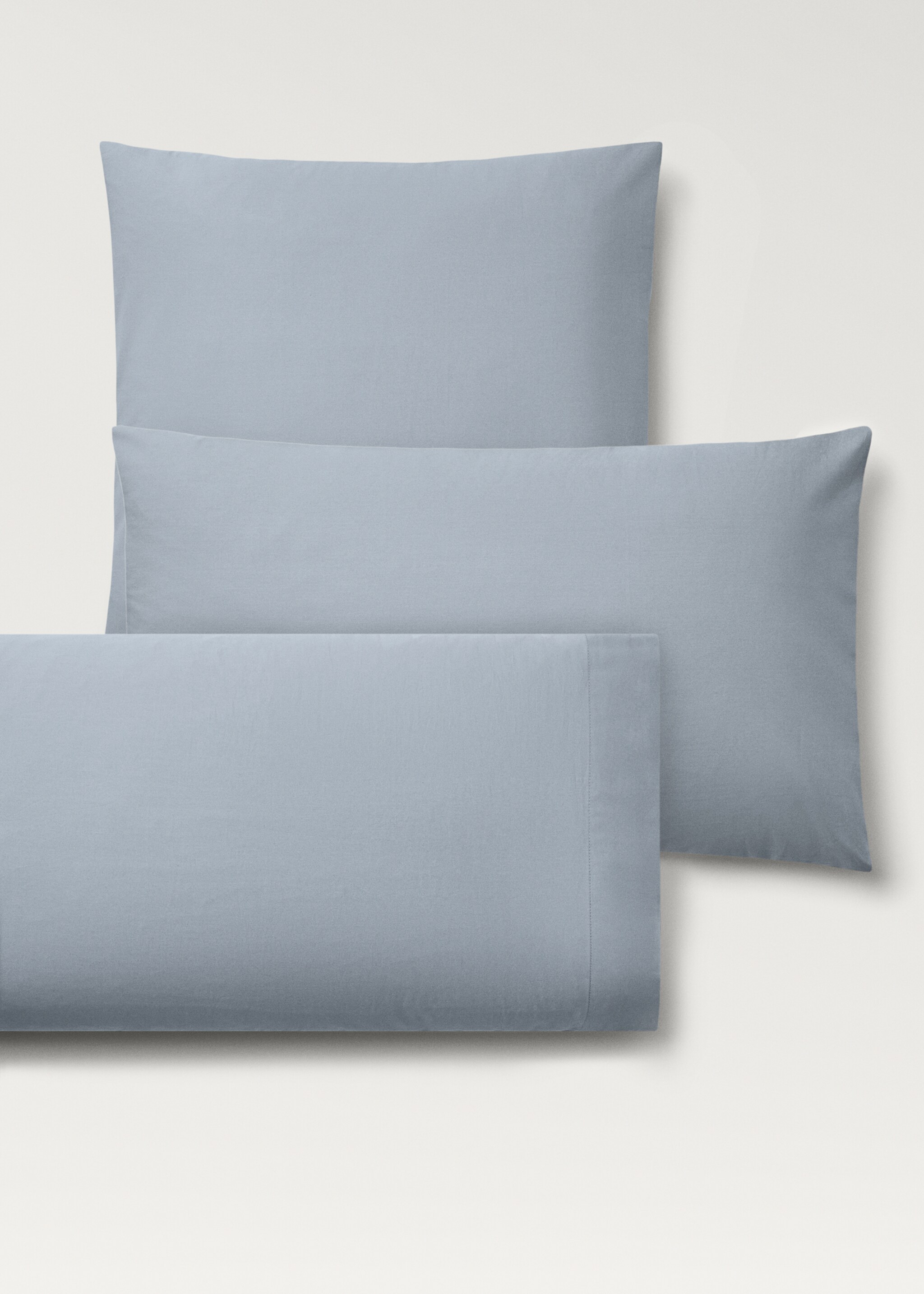 Two cotton percale pillowcases 60x60cm - Details of the article 4, Aqua Green. Ref: 87022967-00.