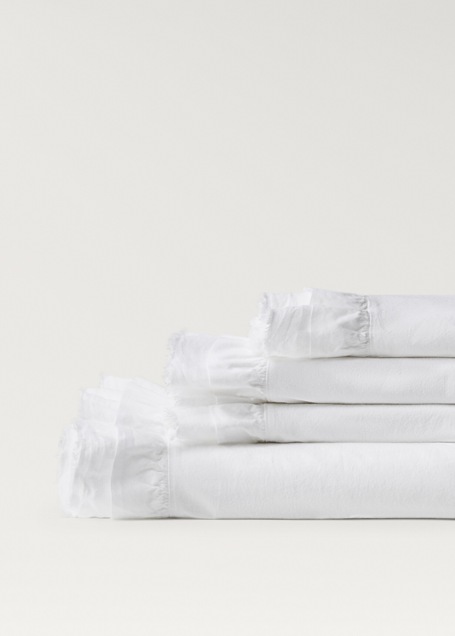 Washed cotton flounce linen flat sheet King bed - Details of the article 1